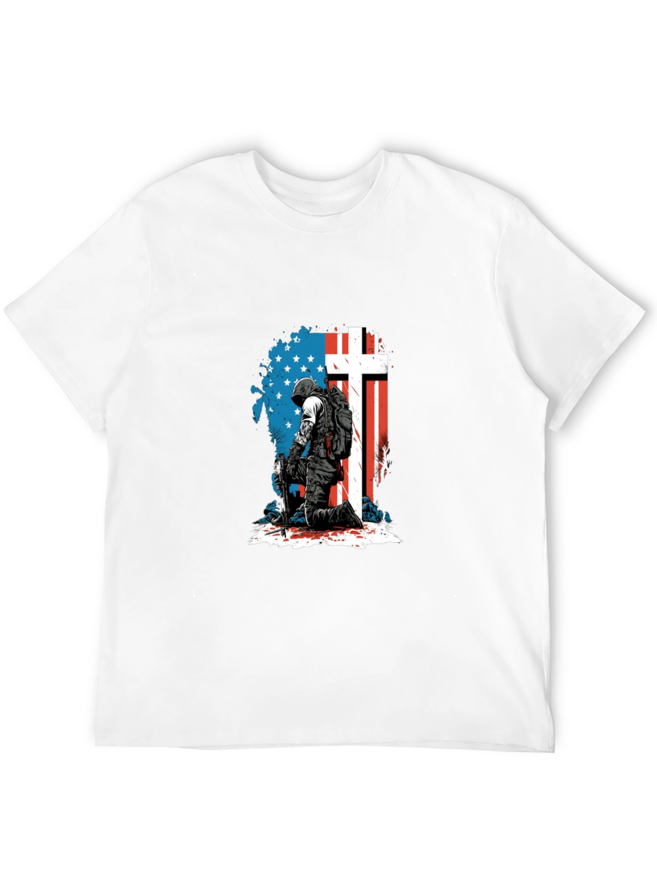 Patriotic Soldier Graphic Tee - Black