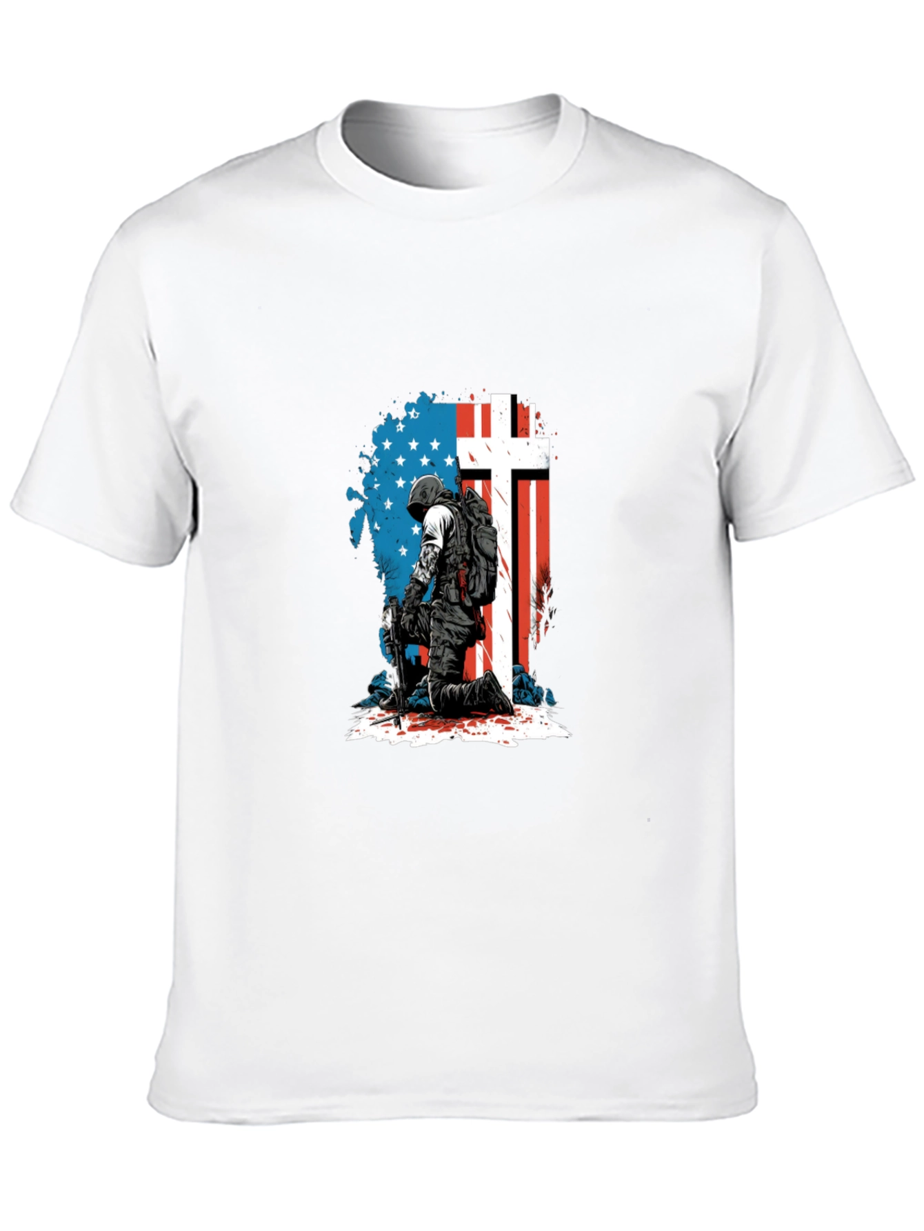 Patriotic Soldier Graphic Tee - Black