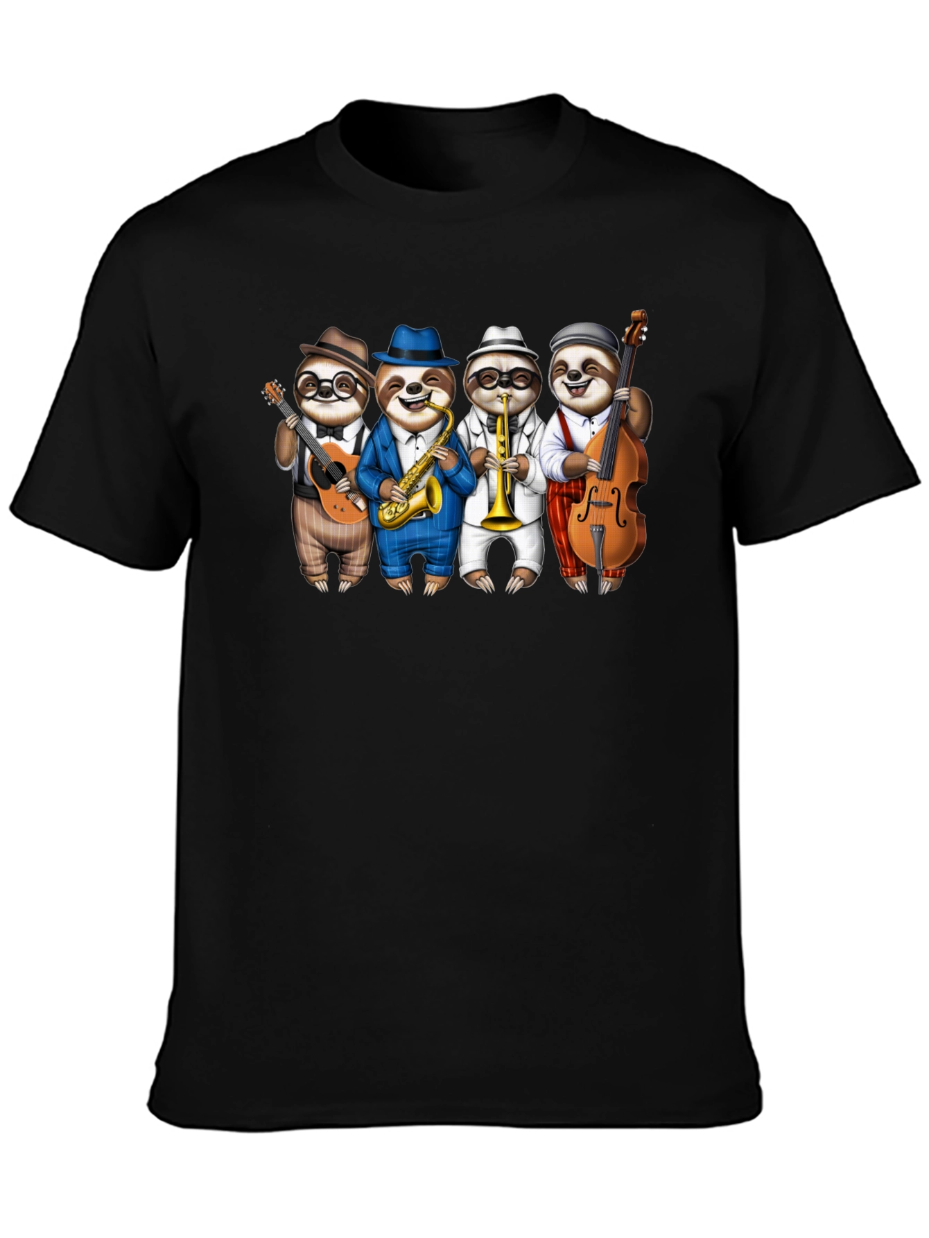 Sloth Jazz Band Black T-Shirt