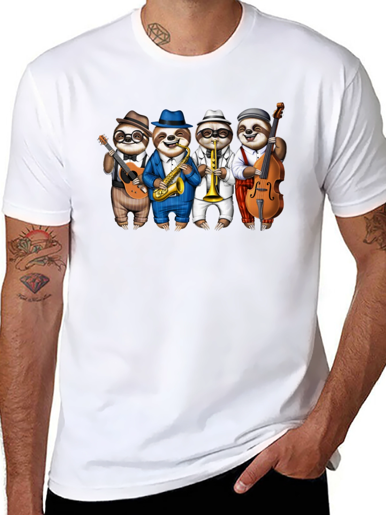 Sloth Jazz Band Black T-Shirt