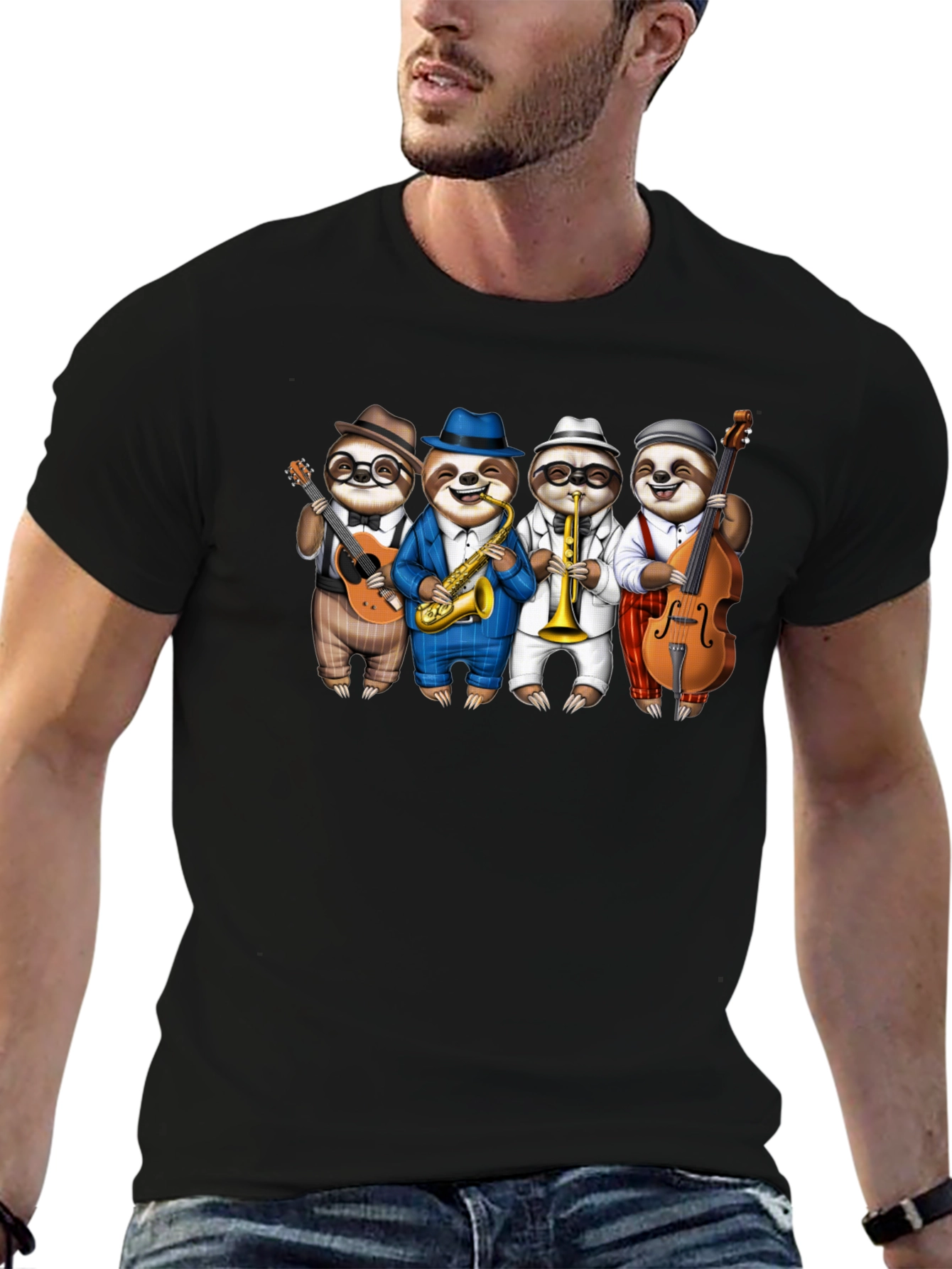 Sloth Jazz Band Black T-Shirt