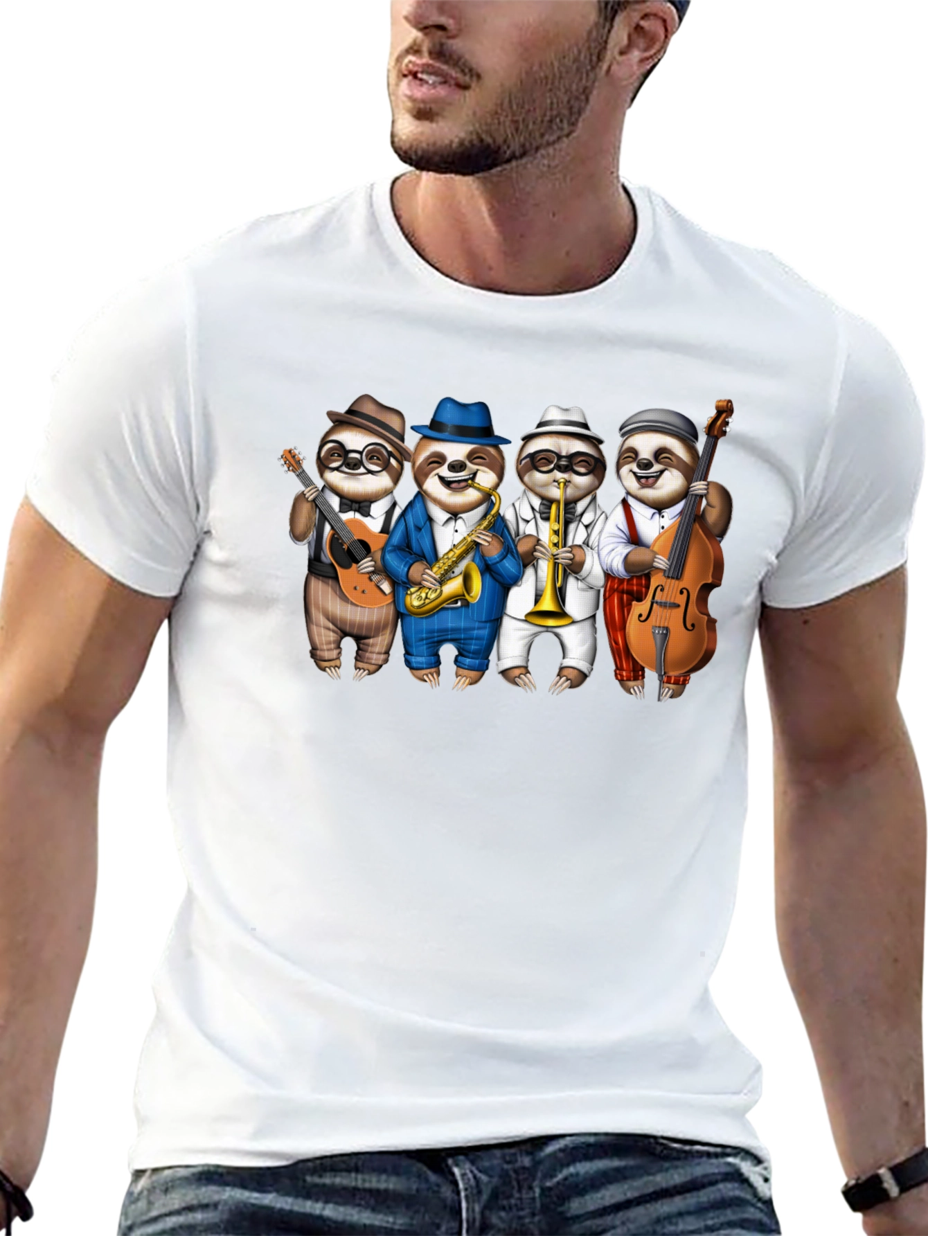 Sloth Jazz Band Black T-Shirt