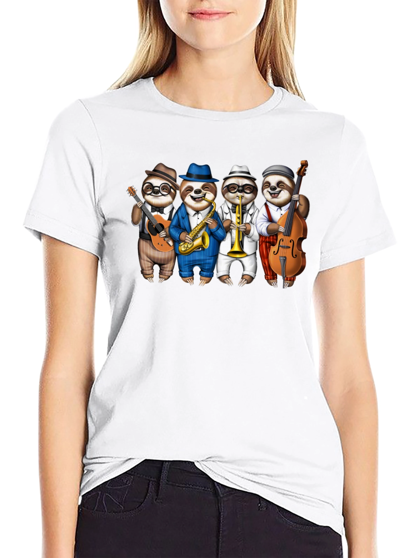 Sloth Jazz Band Black T-Shirt
