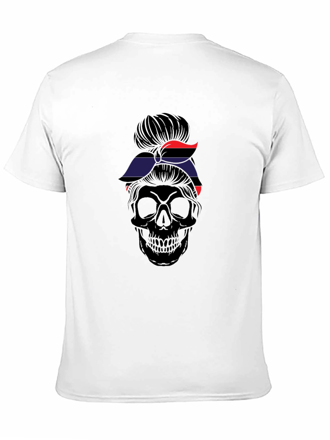 Messy Bun Skull T-Shirt - Dark Aesthetic