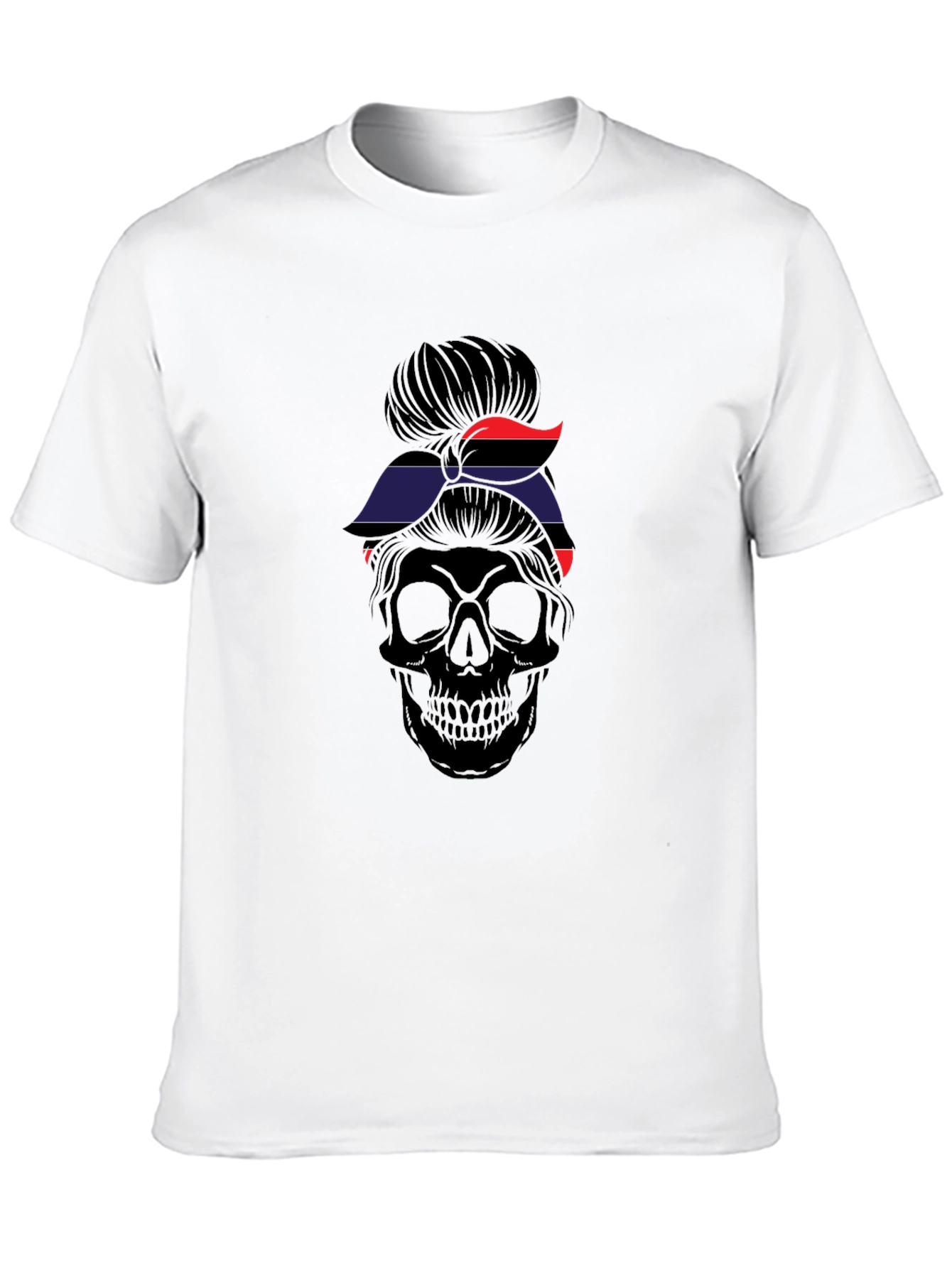 Messy Bun Skull T-Shirt - Dark Aesthetic