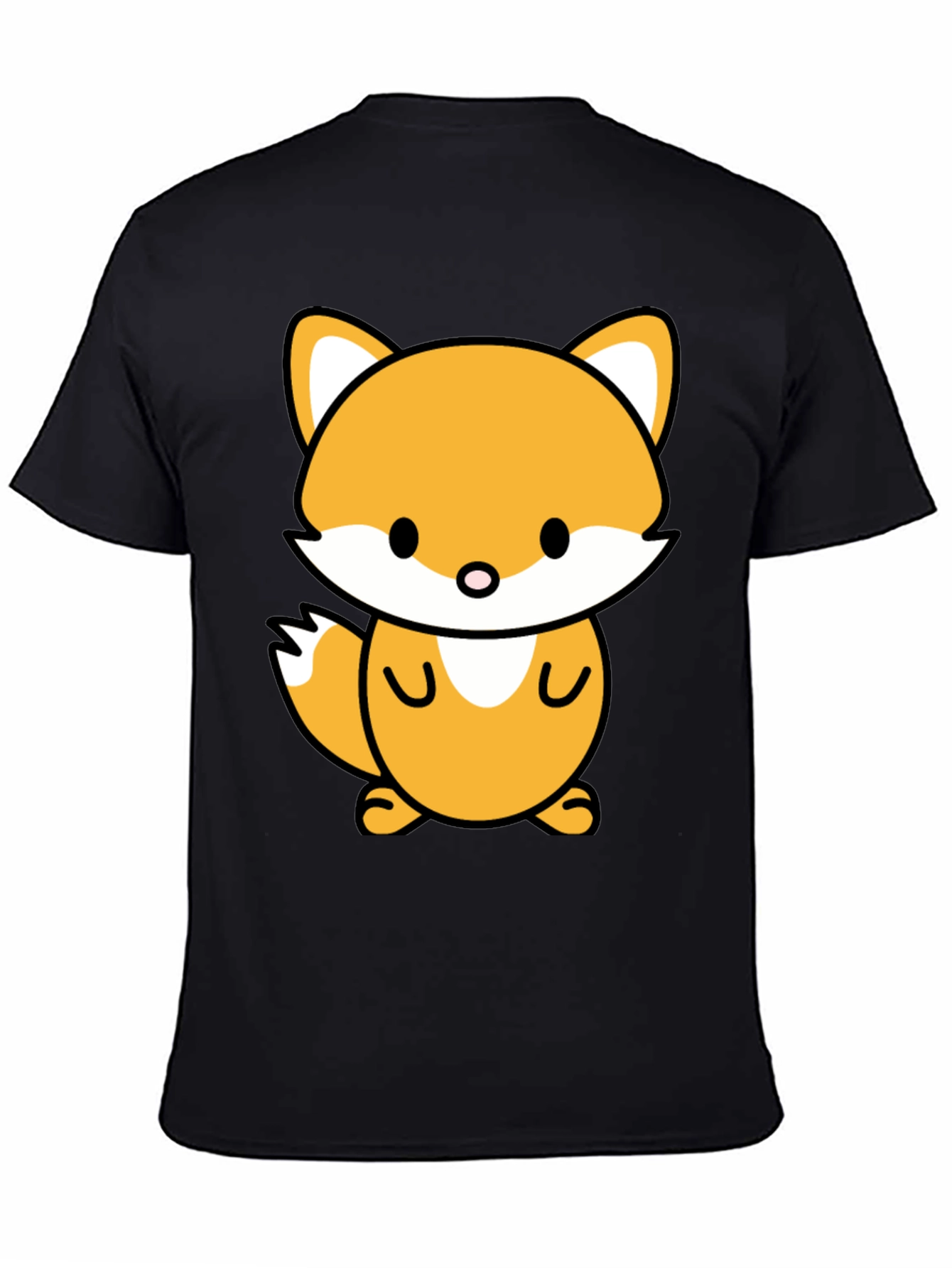Cute Cartoon Fox Graphic Tee - Stylish Black T-Shirt
