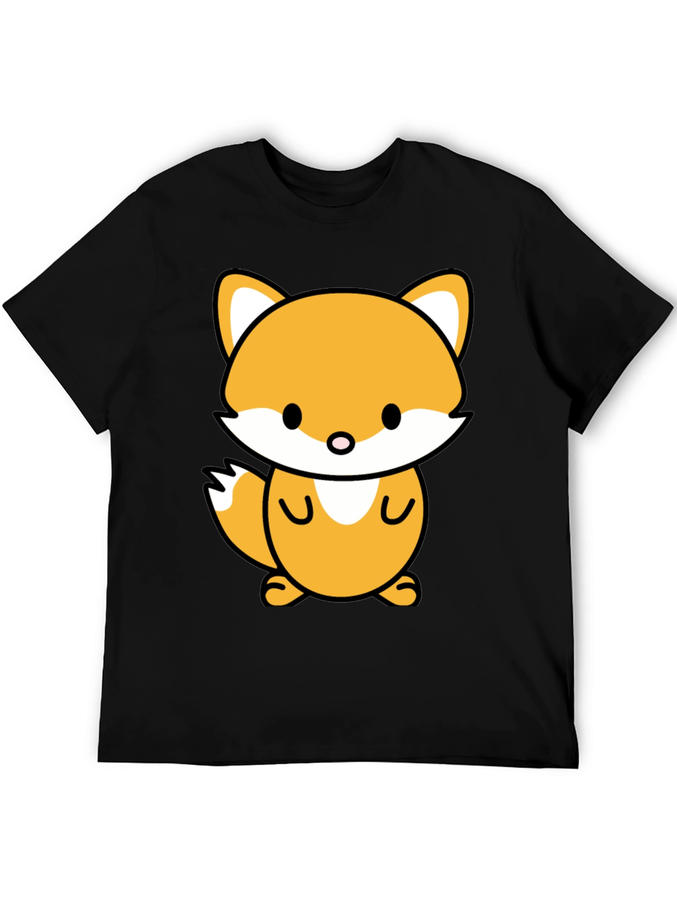 Cute Cartoon Fox Graphic Tee - Stylish Black T-Shirt
