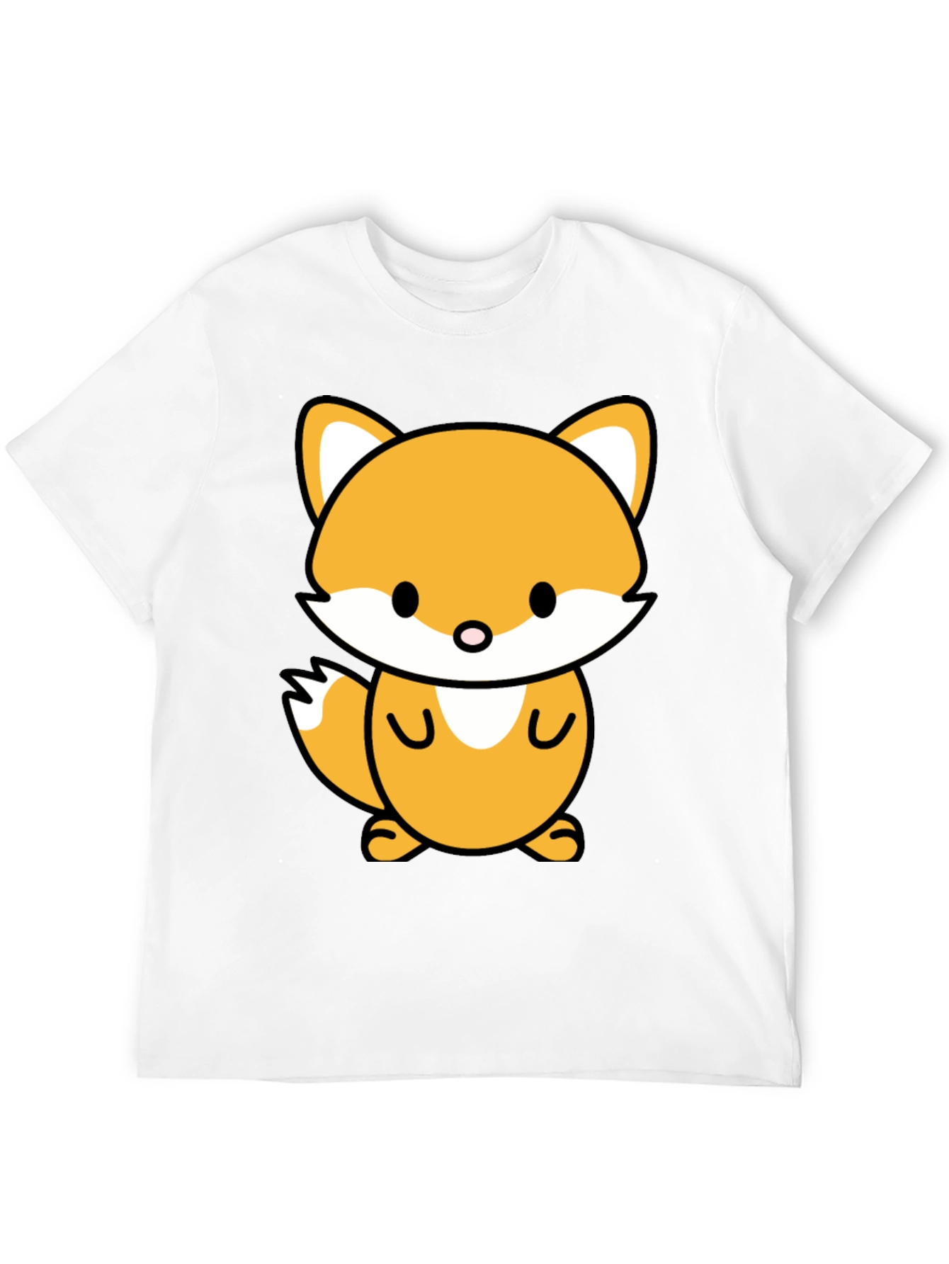 Cute Cartoon Fox Graphic Tee - Stylish Black T-Shirt