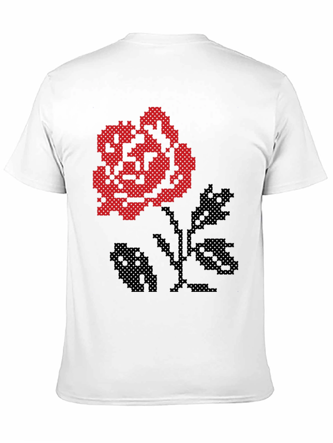 Pixel Art Rose Black T-Shirt
