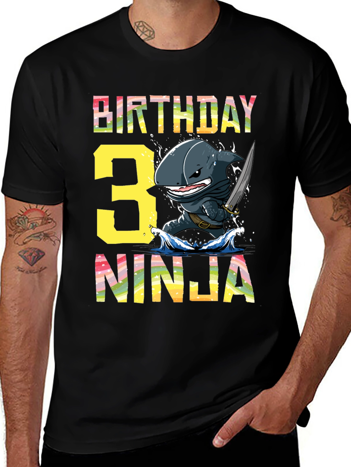 Birthday Ninja Shark T-Shirt - Kids 3rd Birthday!