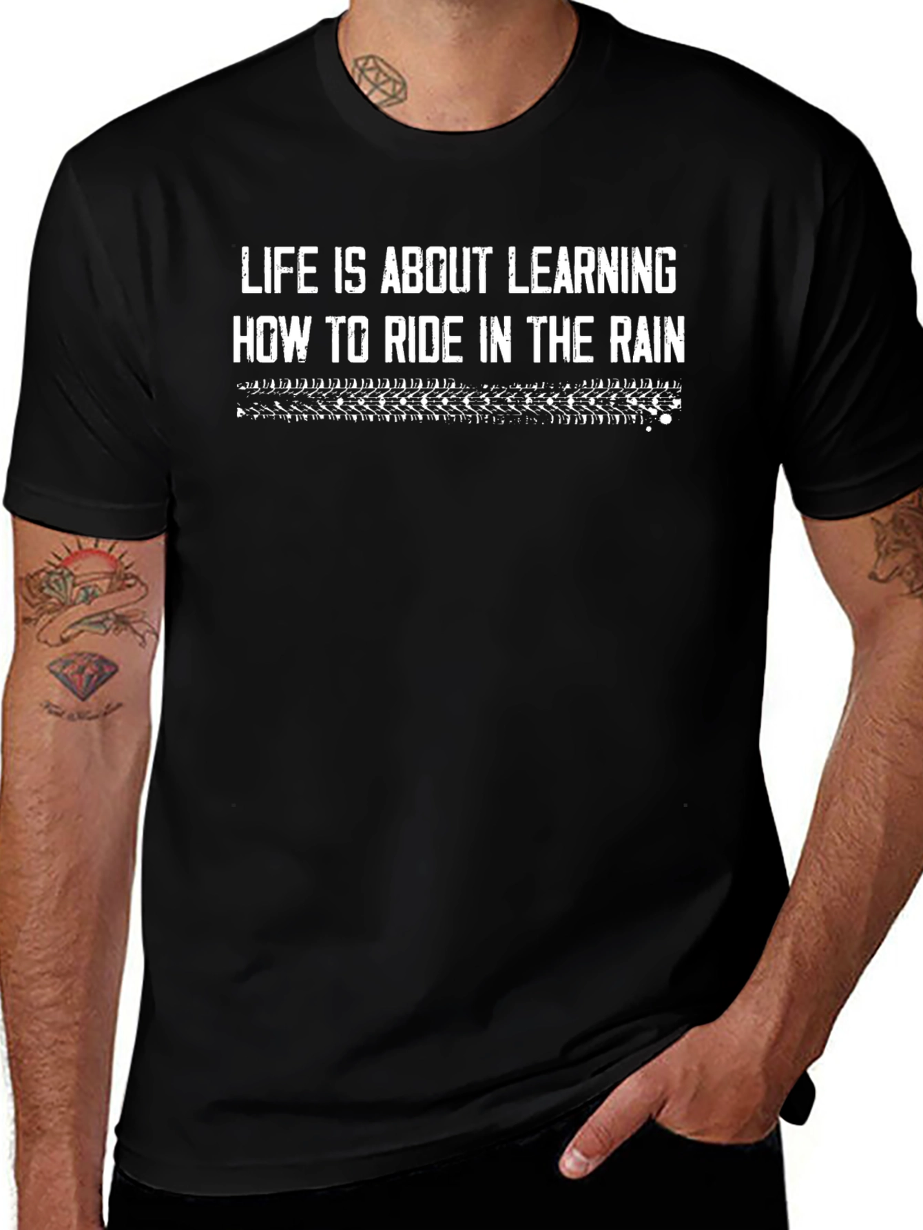 Lifes Ride in the Rain Black Graphic Tee