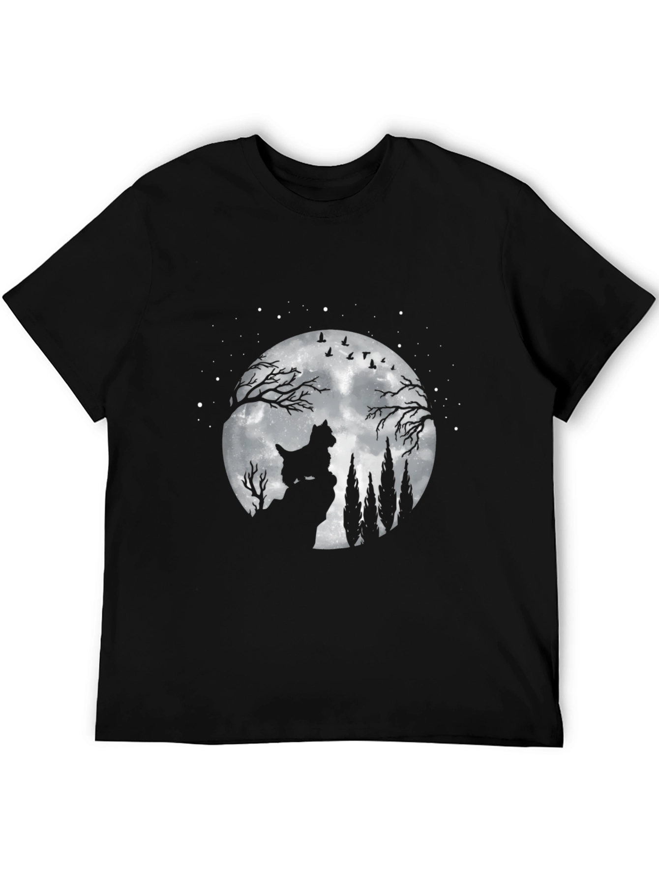 Dog Moon T-Shirt - Black Cotton Graphic Tee