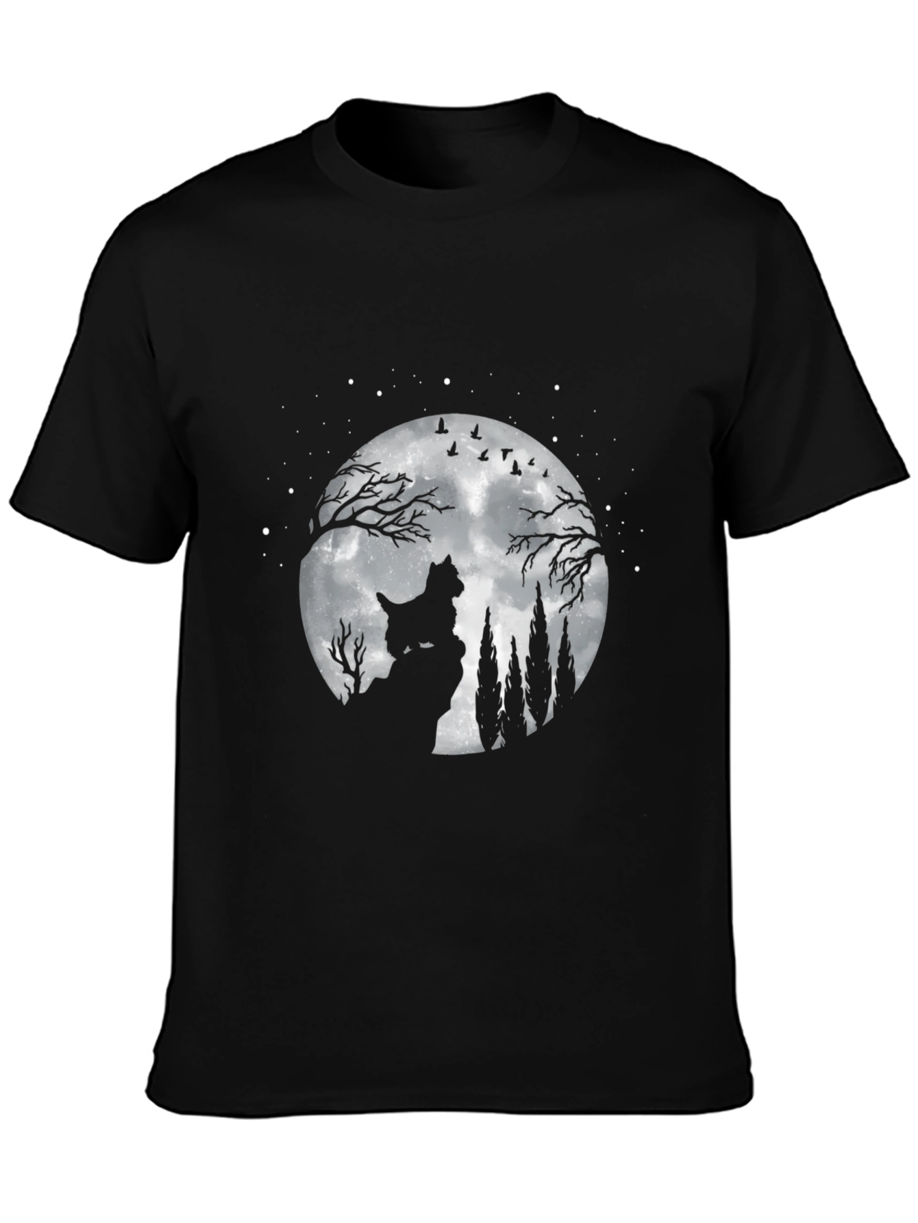 Dog Moon T-Shirt - Black Cotton Graphic Tee