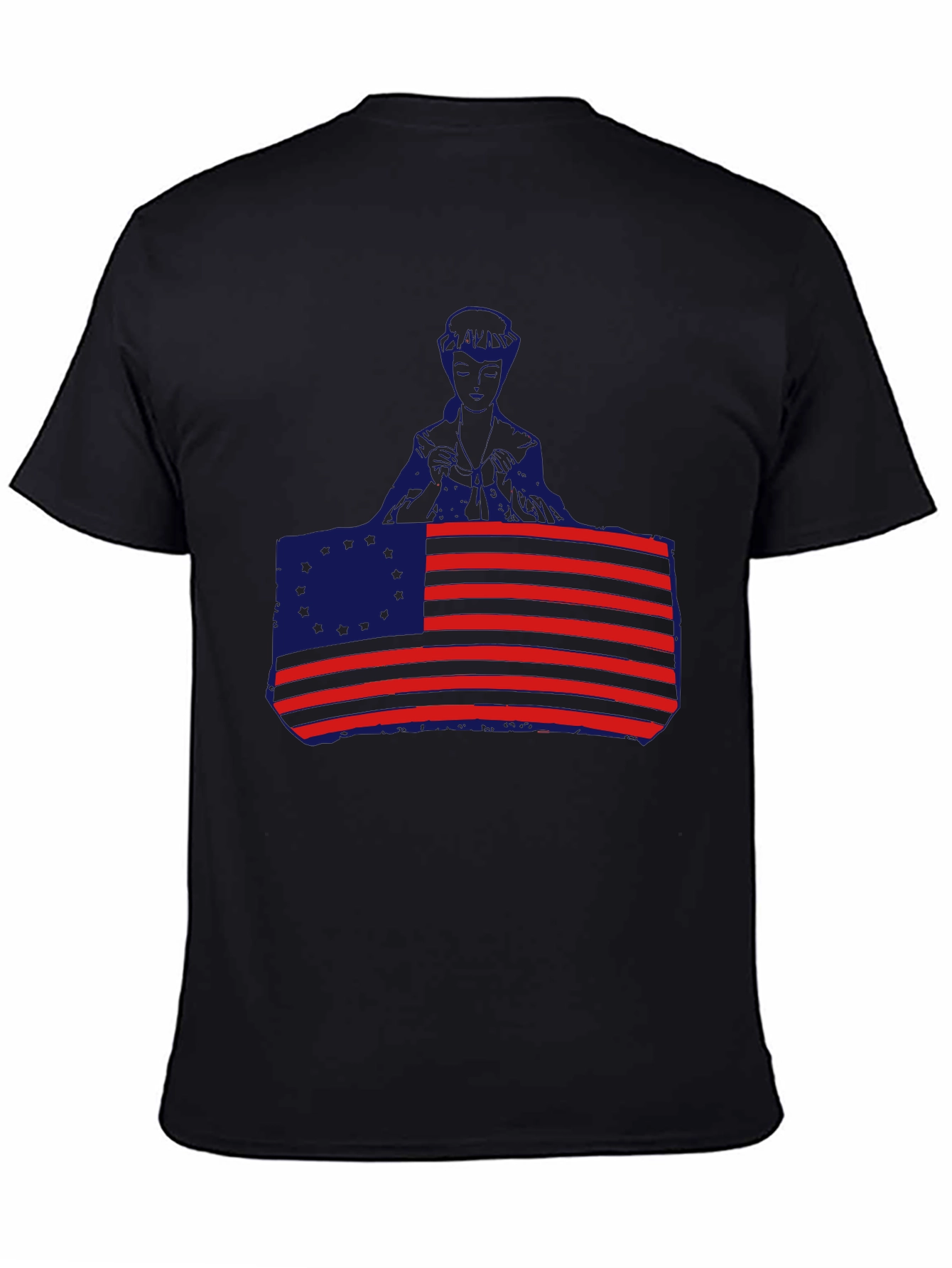 Patriotic American Flag & Figure Black T-Shirt
