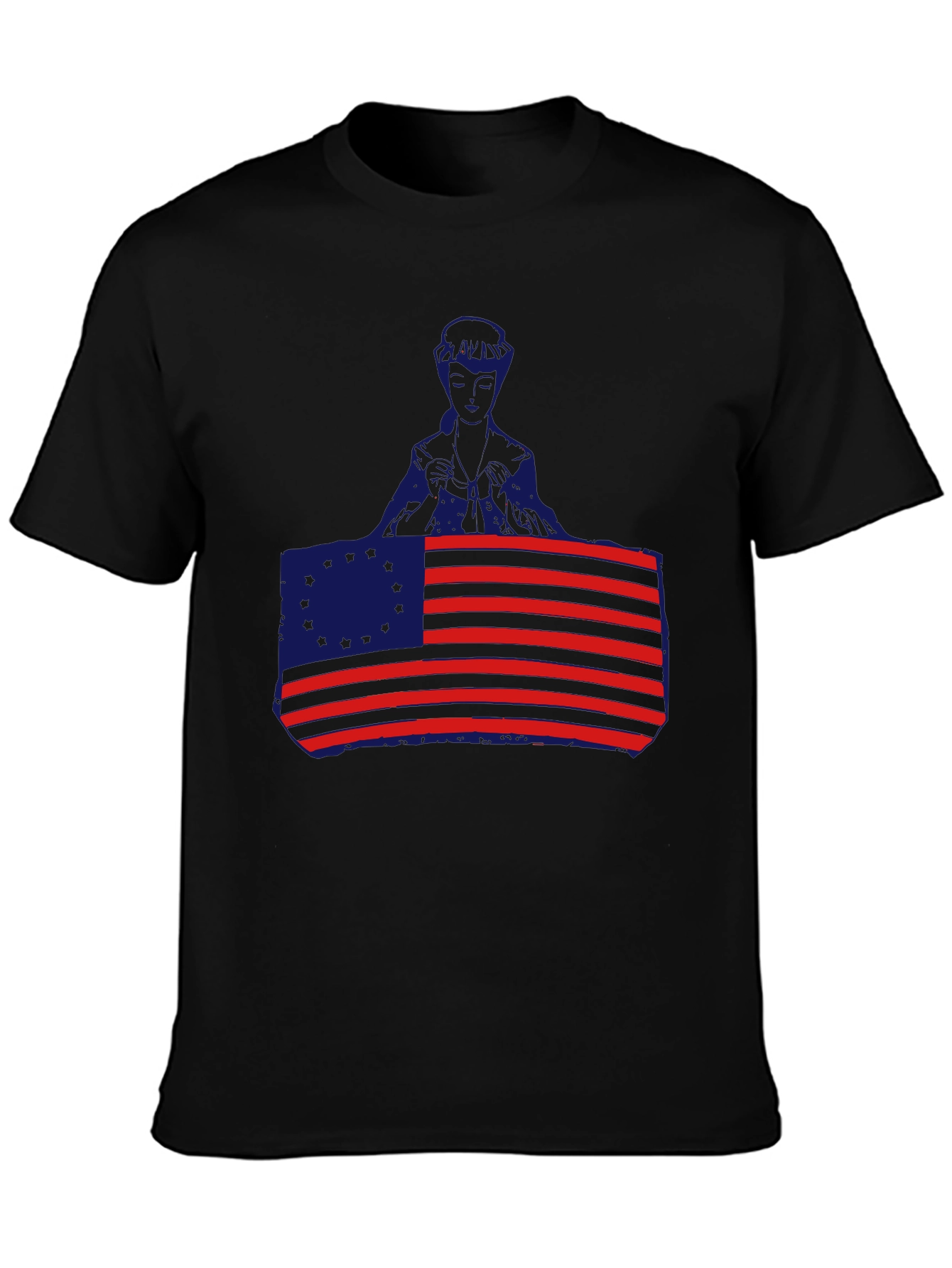 Patriotic American Flag & Figure Black T-Shirt