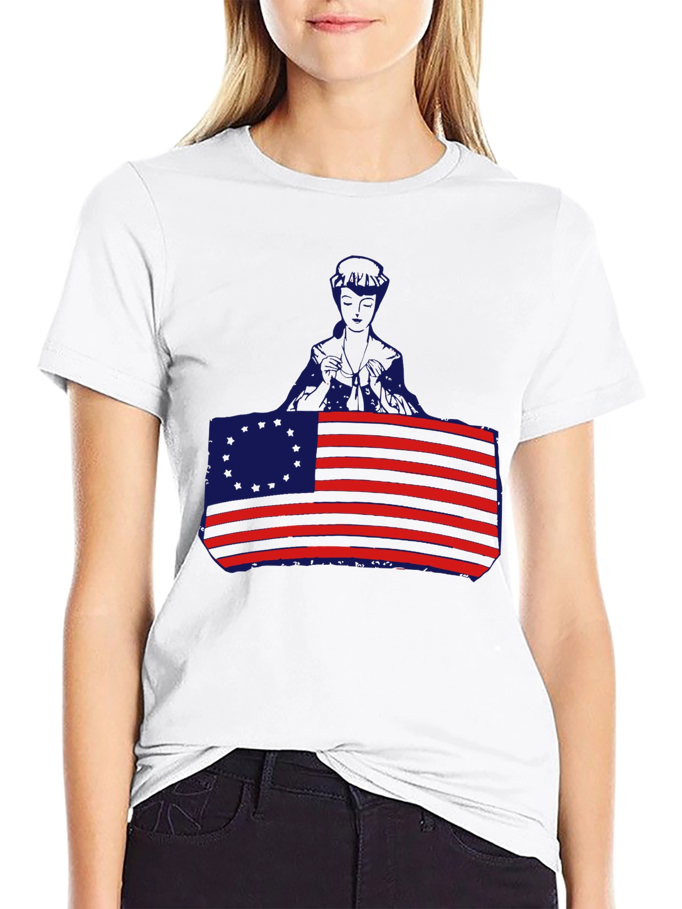Patriotic American Flag & Figure Black T-Shirt