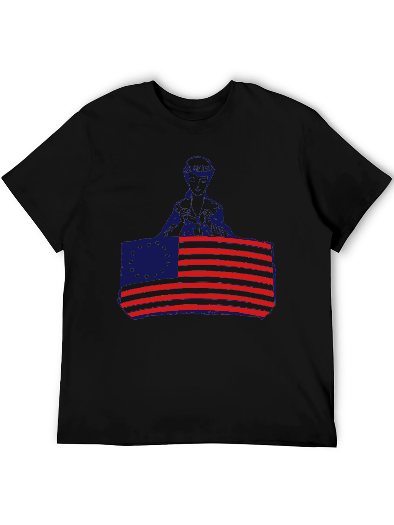 Patriotic American Flag & Figure Black T-Shirt