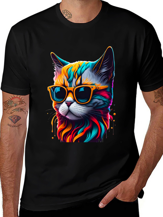 Cool Cat Graphic Tee - Stylish Colorful Design