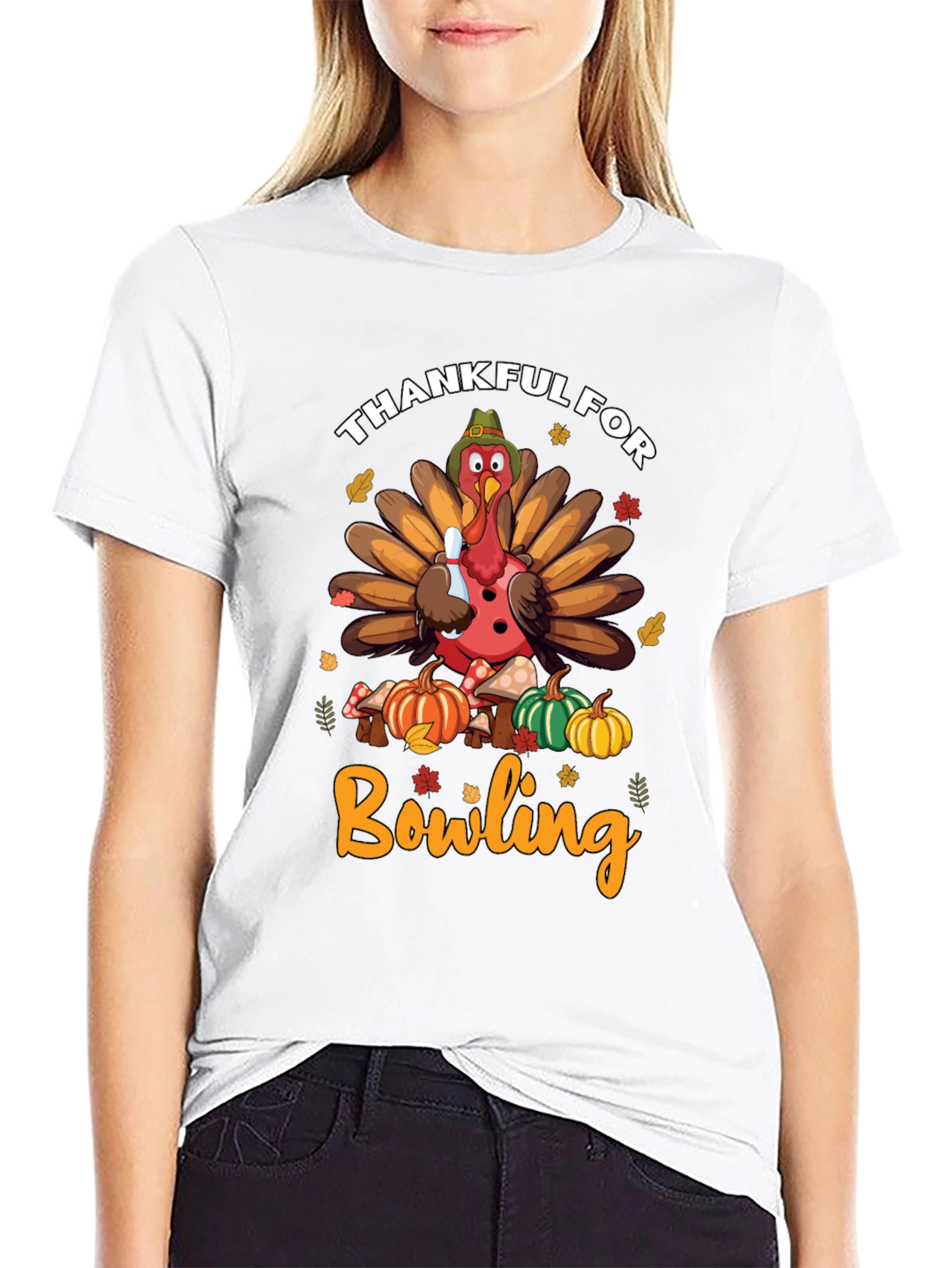 Thankful for Bowling Turkey Thanksgiving T-Shirt