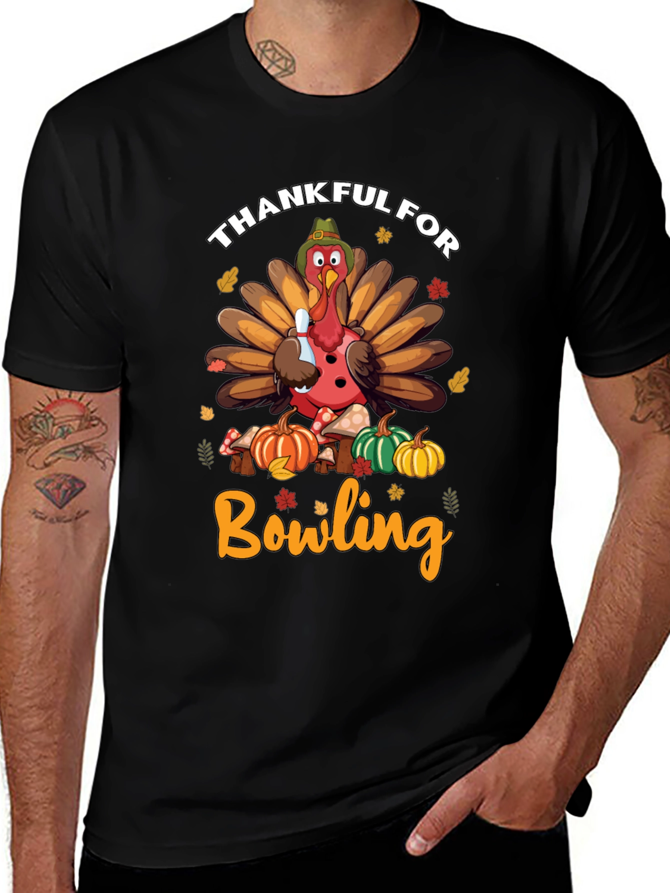 Thankful for Bowling Turkey Thanksgiving T-Shirt