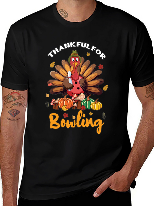 Thankful for Bowling Turkey Thanksgiving T-Shirt