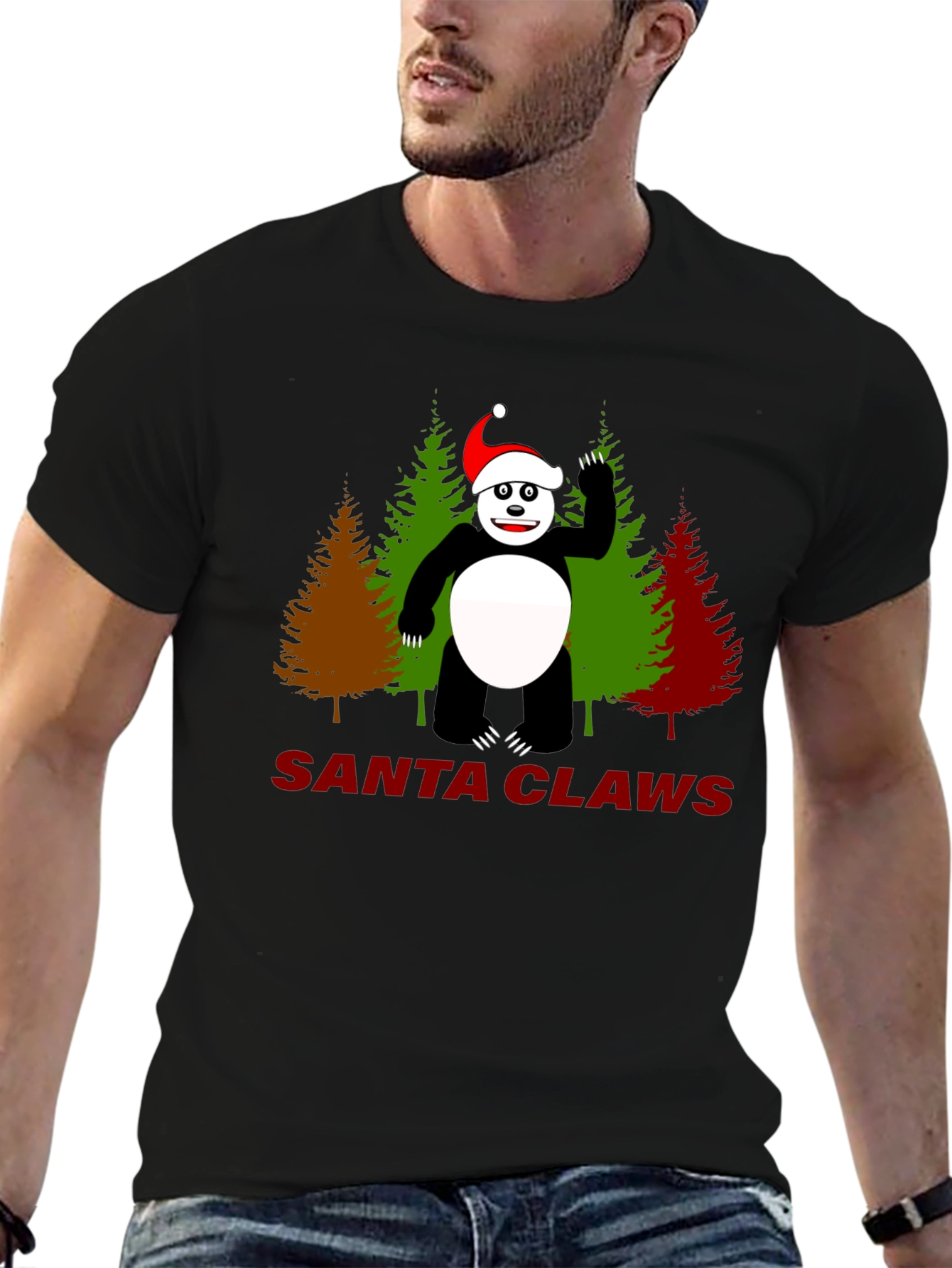 Santa Claws Panda Christmas T-Shirt