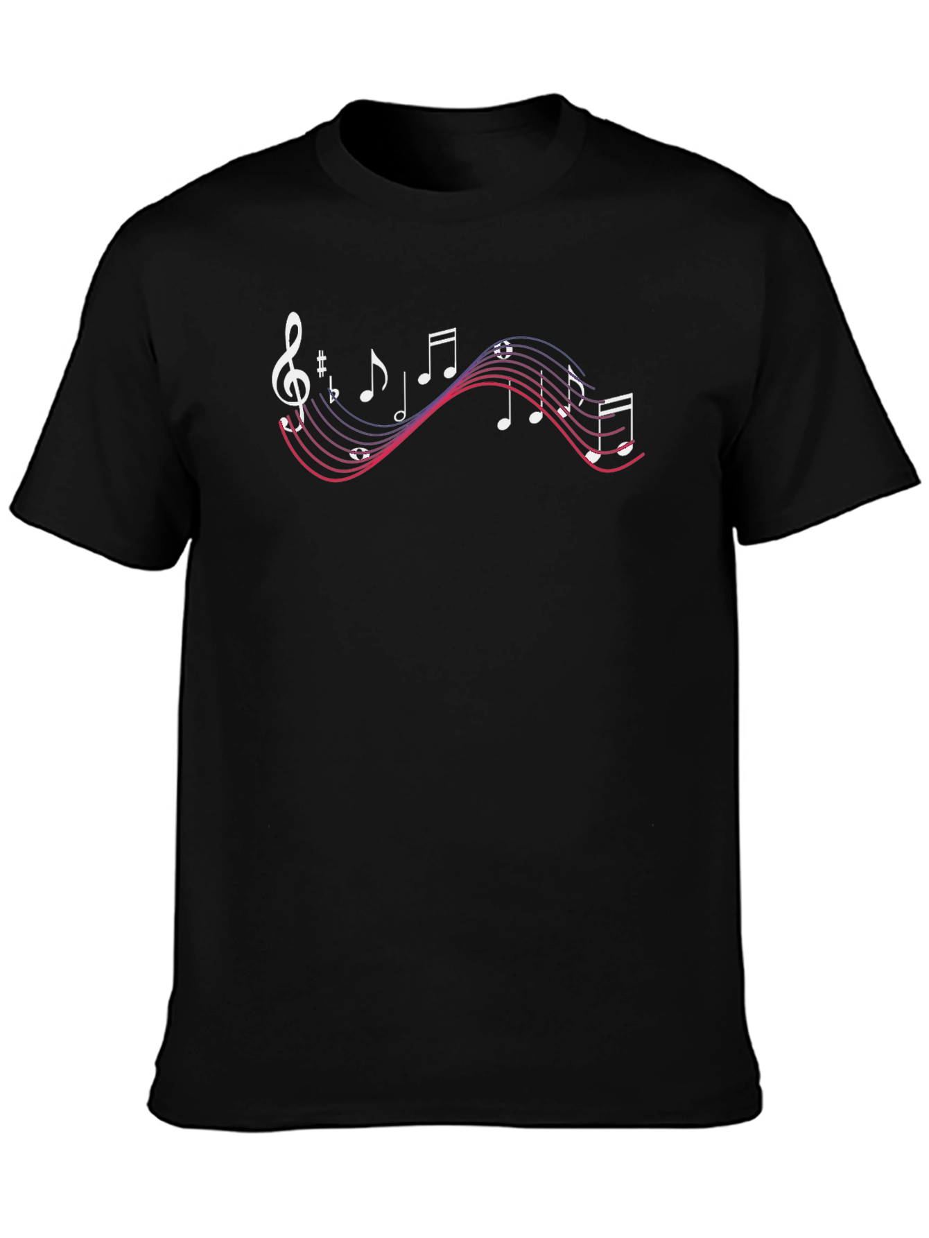 Musical Notes Graphic Print Black T-Shirt