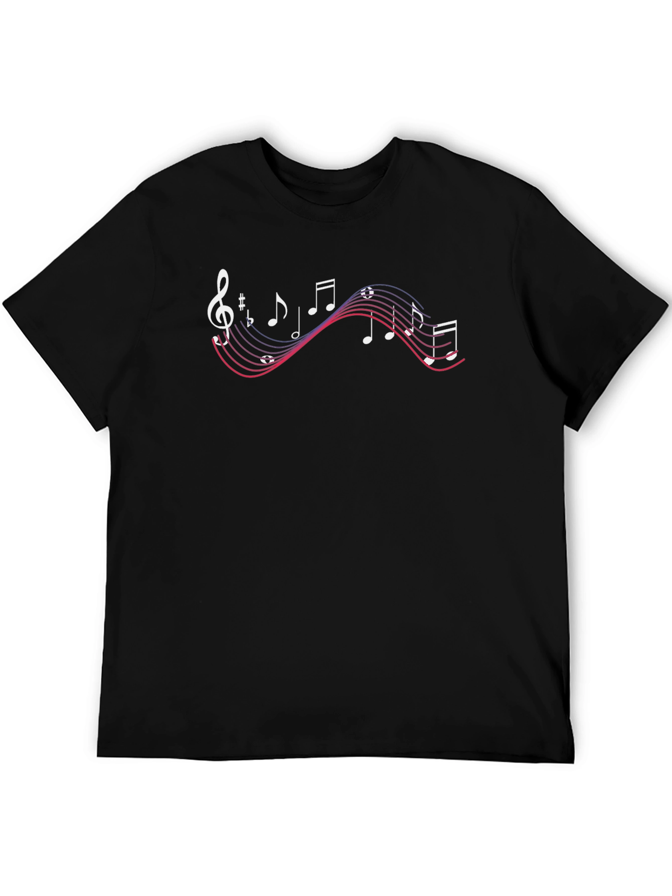 Musical Notes Graphic Print Black T-Shirt