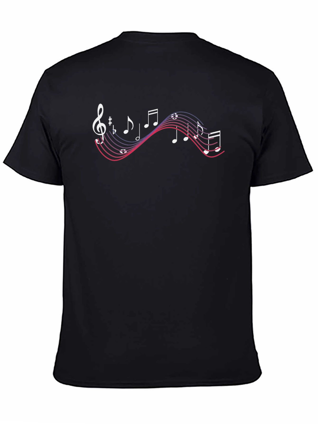 Musical Notes Graphic Print Black T-Shirt