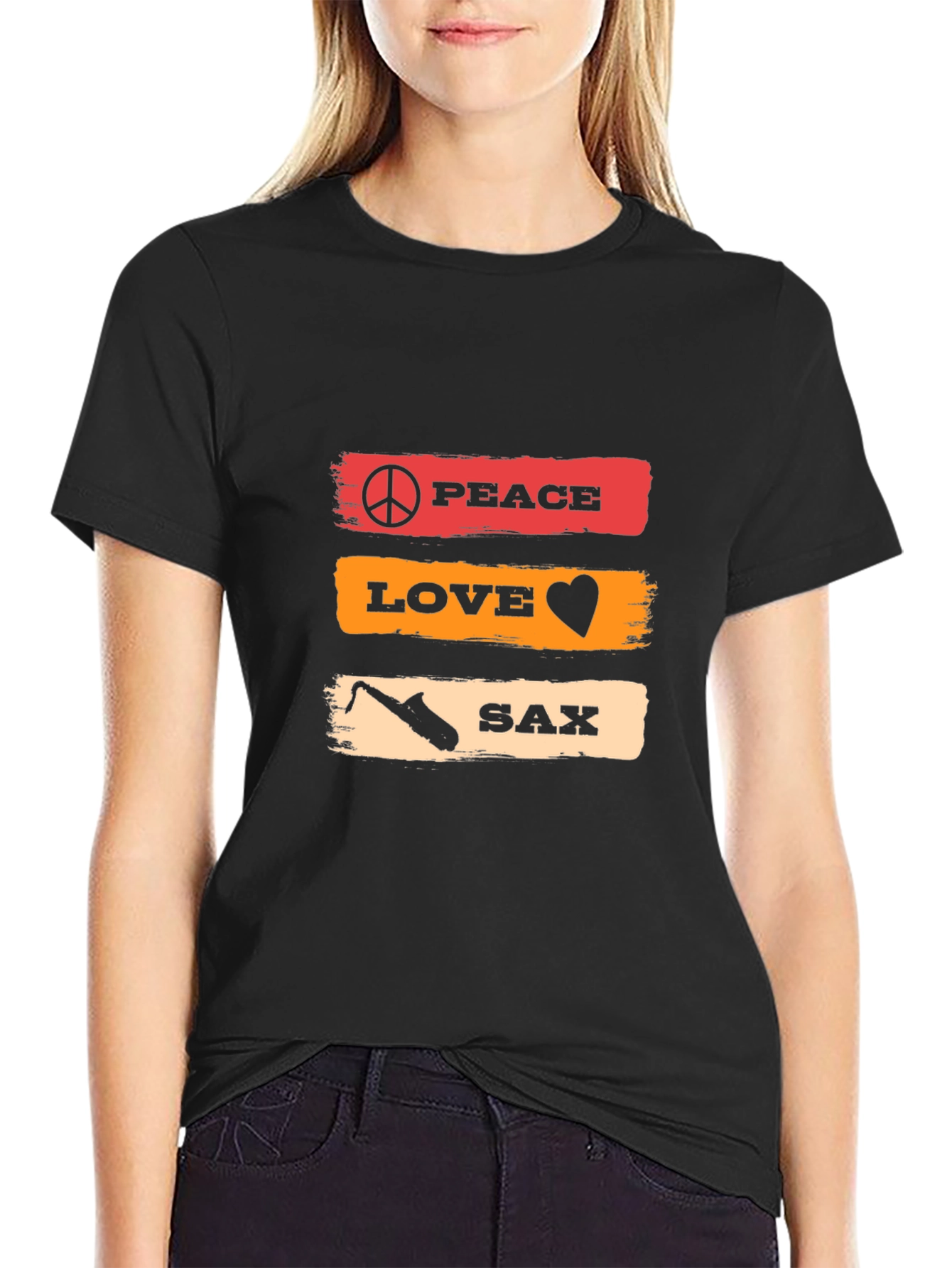 Peace Love Sax T-Shirt - Music Lover Tee