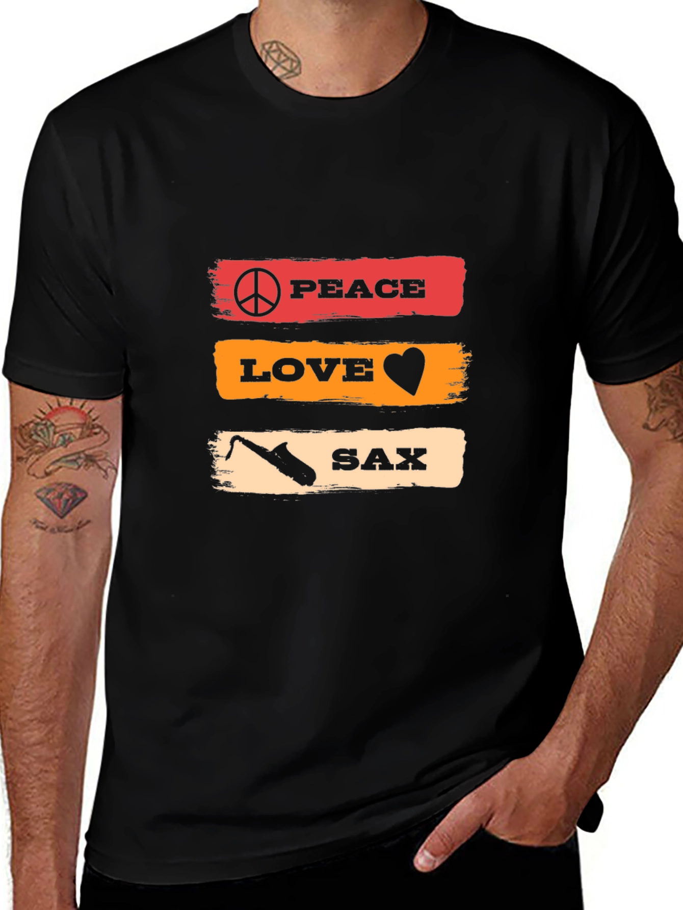 Peace Love Sax T-Shirt - Music Lover Tee