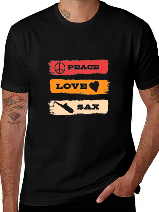 Peace Love Sax T-Shirt - Music Lover Tee