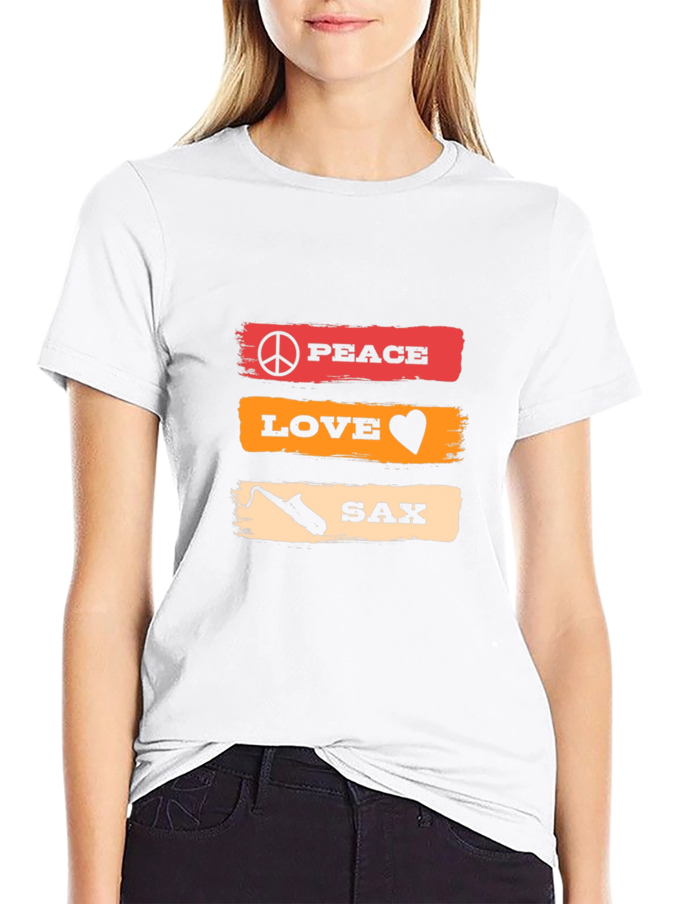 Peace Love Sax T-Shirt - Music Lover Tee