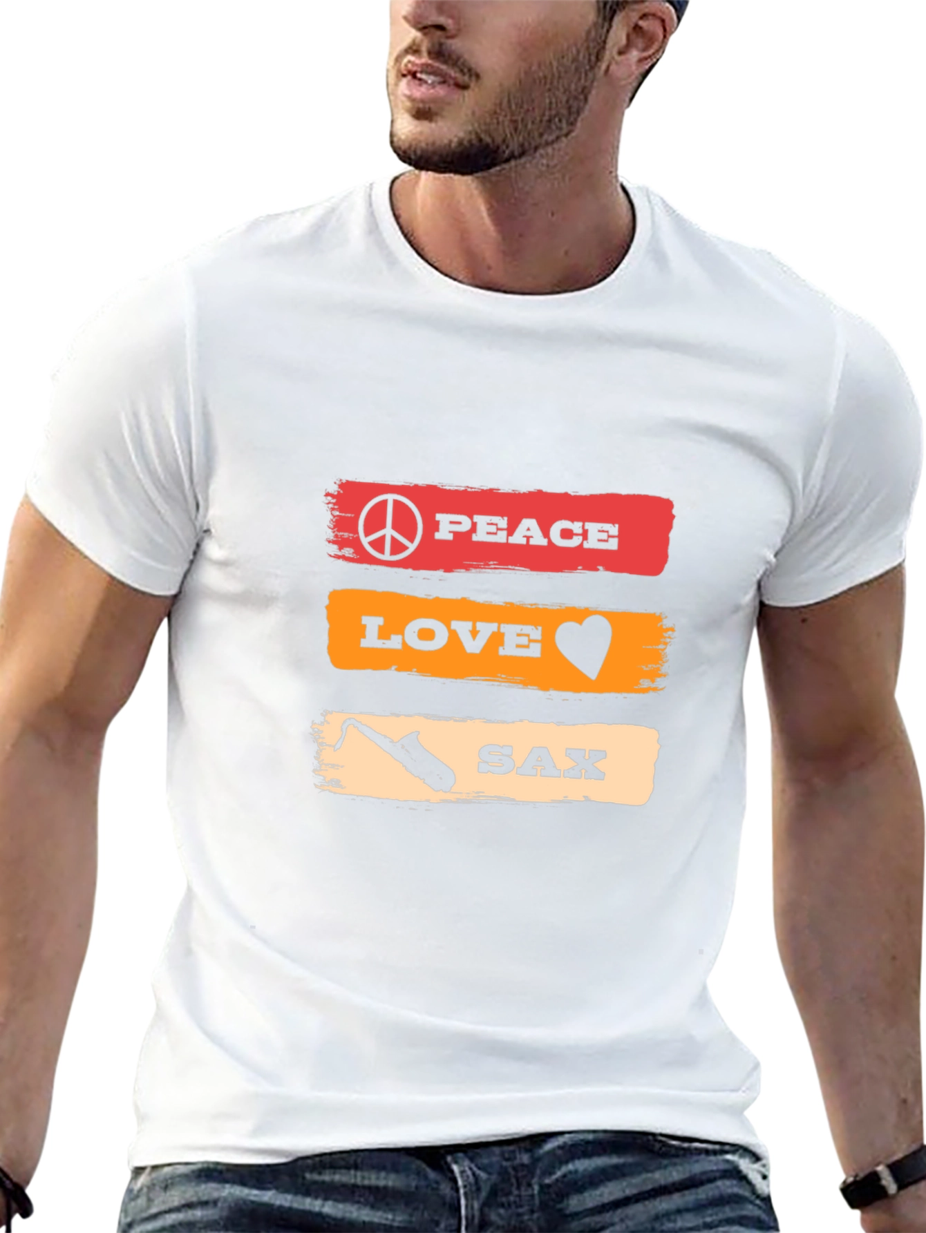 Peace Love Sax T-Shirt - Music Lover Tee
