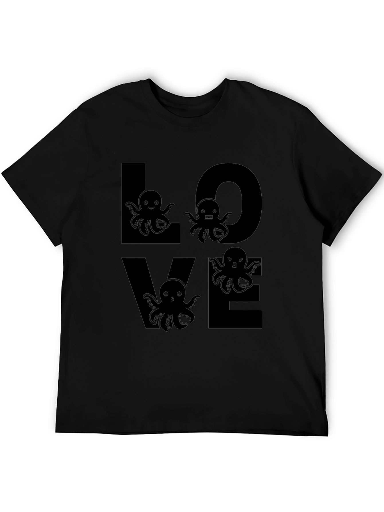 Love Octopus Graphic Tee - Black Unisex T-Shirt