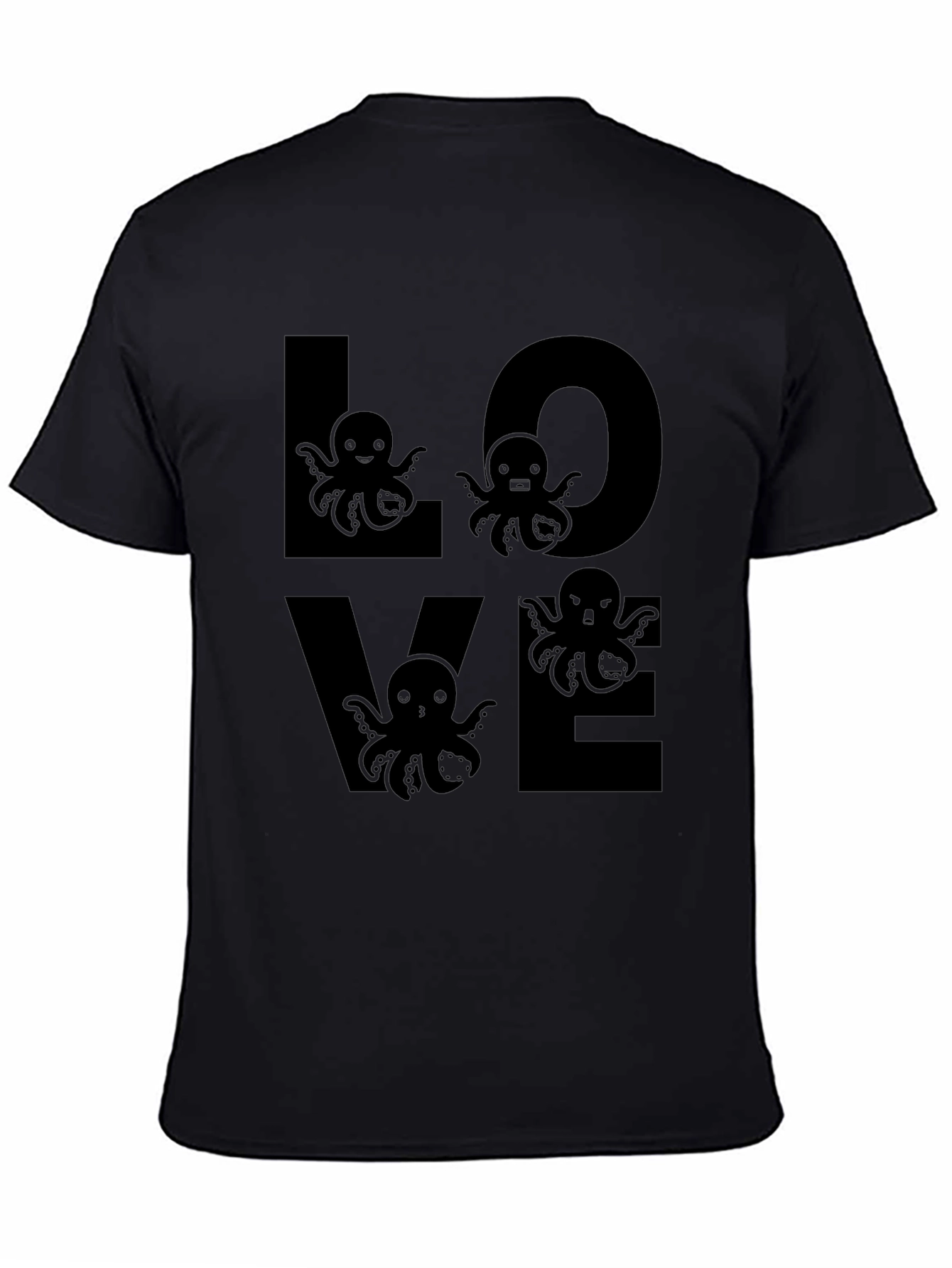 Love Octopus Graphic Tee - Black Unisex T-Shirt