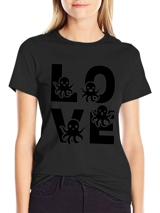 Love Octopus Graphic Tee - Black Unisex T-Shirt