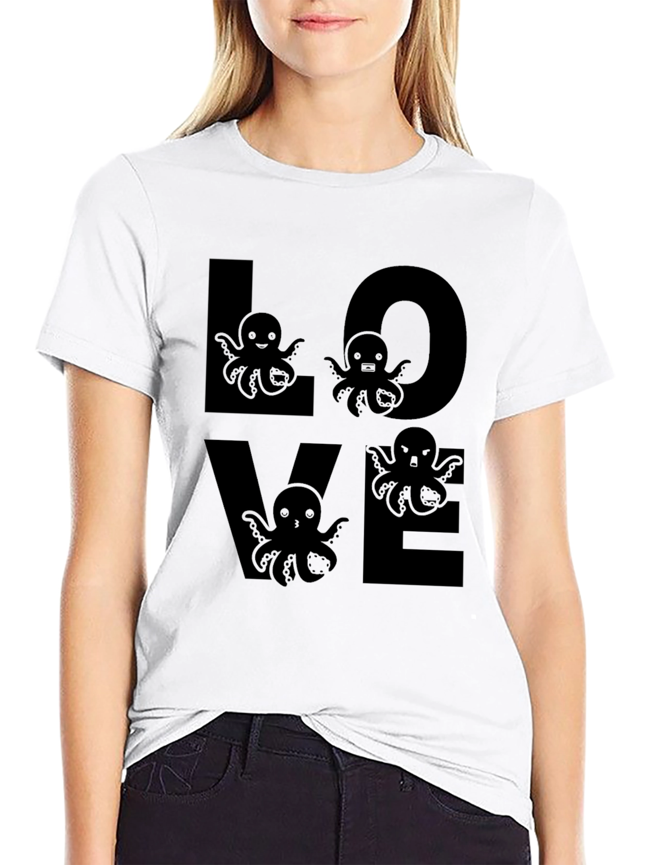 Love Octopus Graphic Tee - Black Unisex T-Shirt