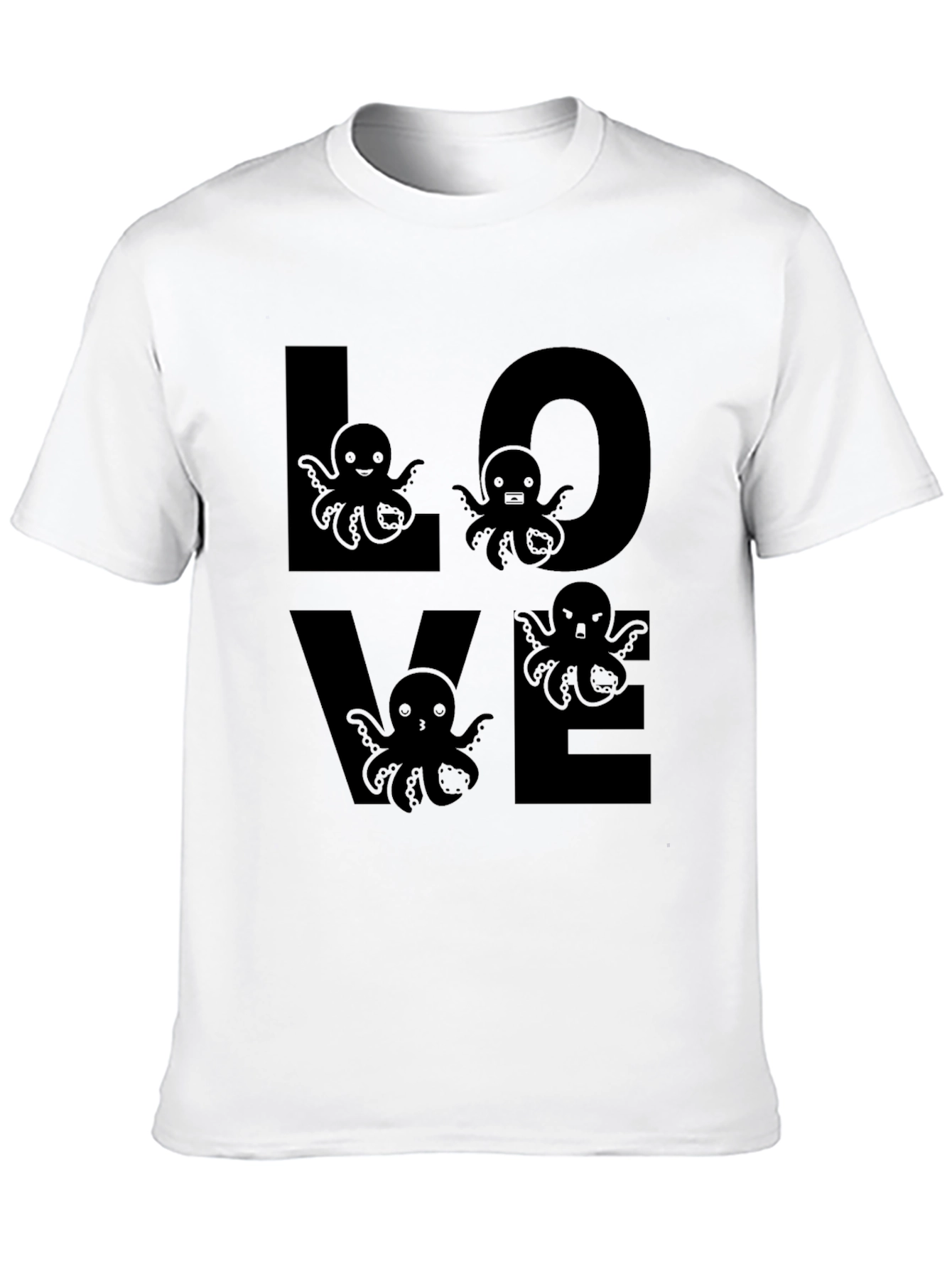 Love Octopus Graphic Tee - Black Unisex T-Shirt