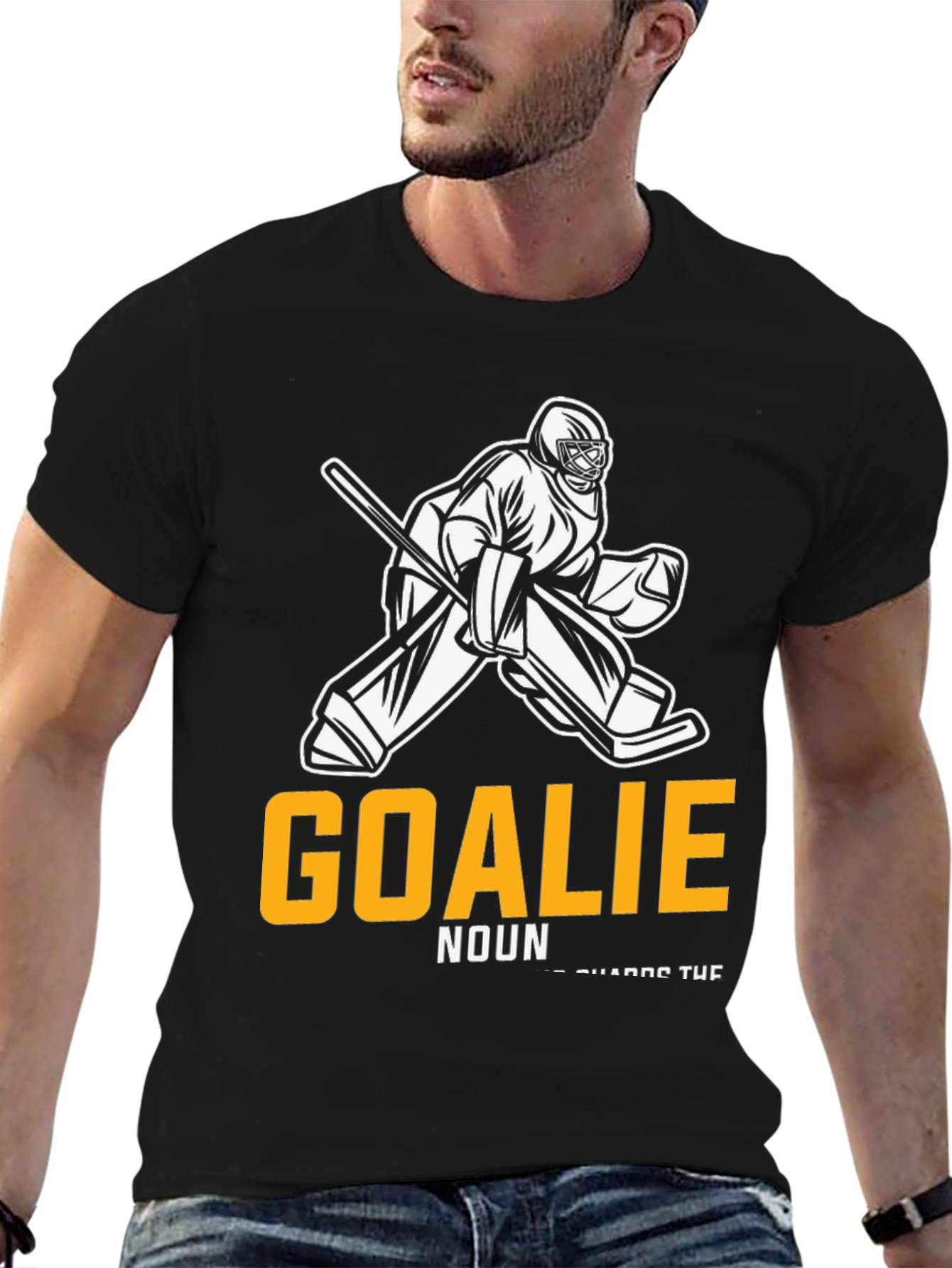 Hockey Goalie T-Shirt - Guards The Net Design