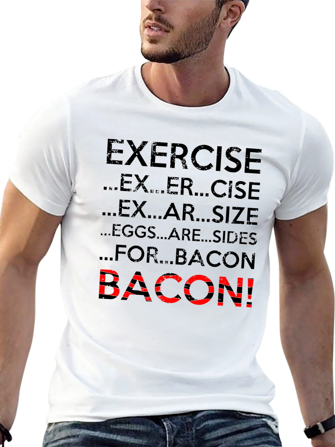 Bacon Exercise T-Shirt Funny Gym Tee
