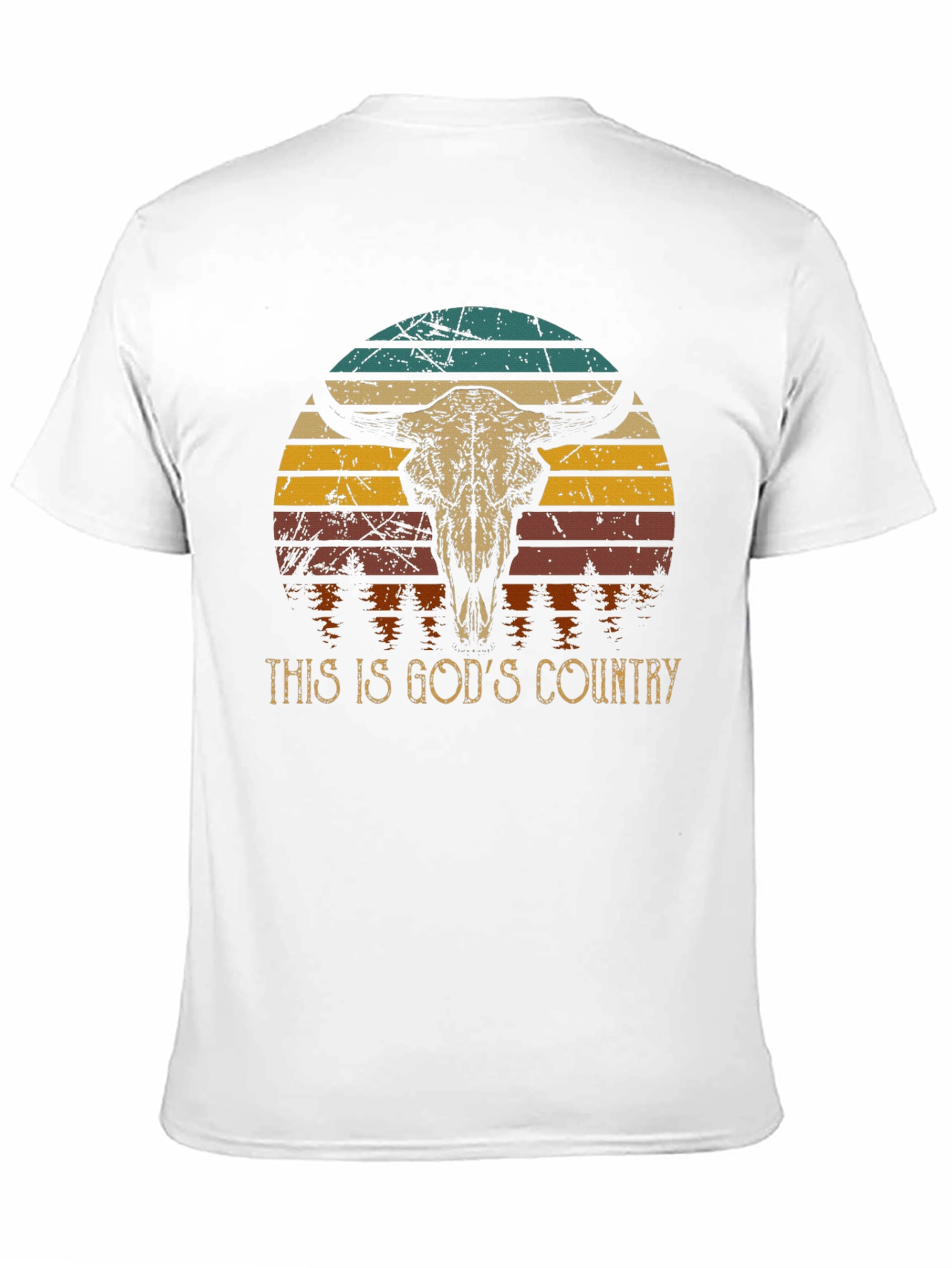 Gods Country Bull Skull Graphic Tee