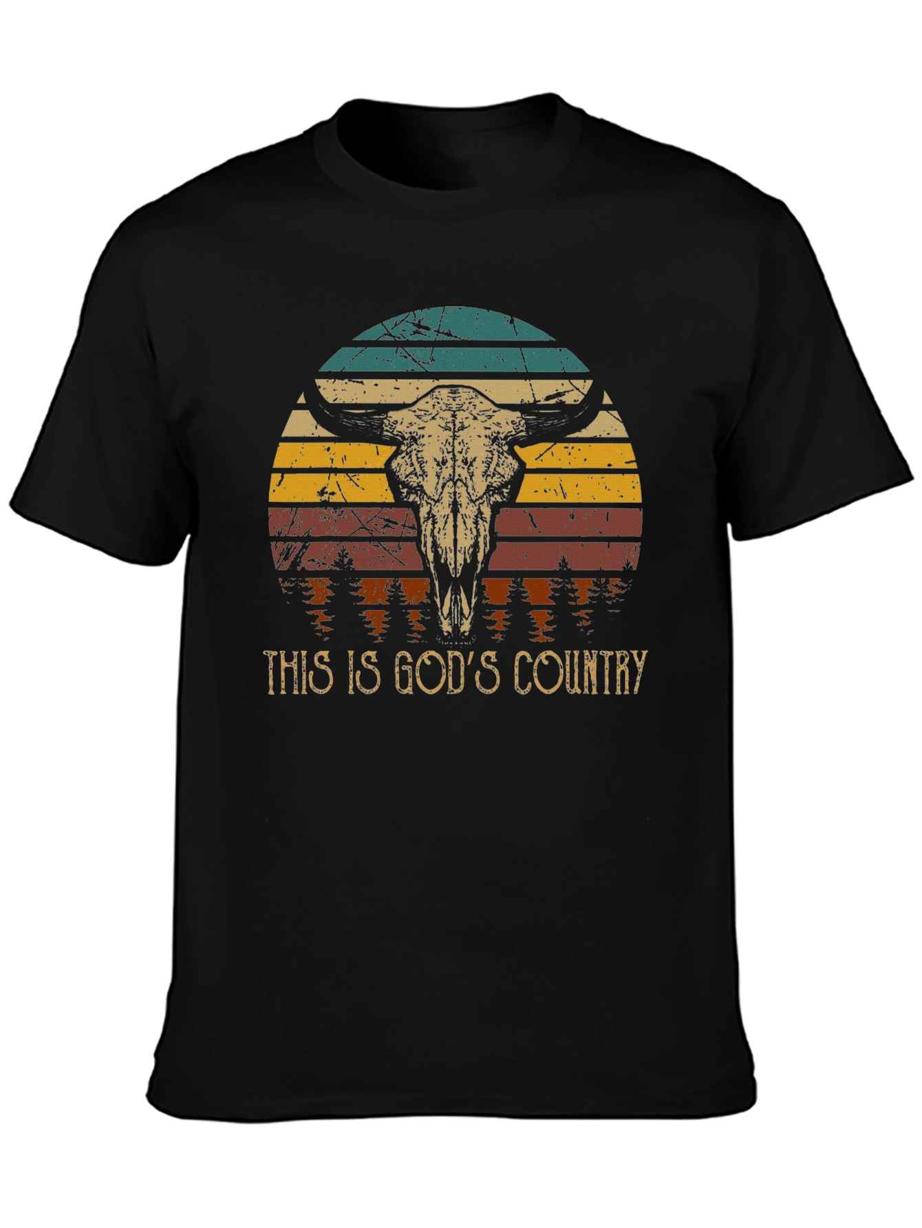 Gods Country Bull Skull Graphic Tee