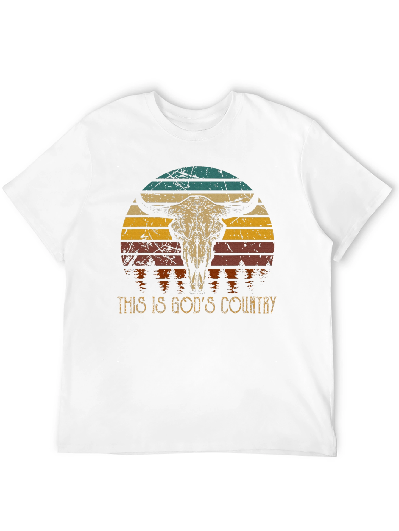 Gods Country Bull Skull Graphic Tee