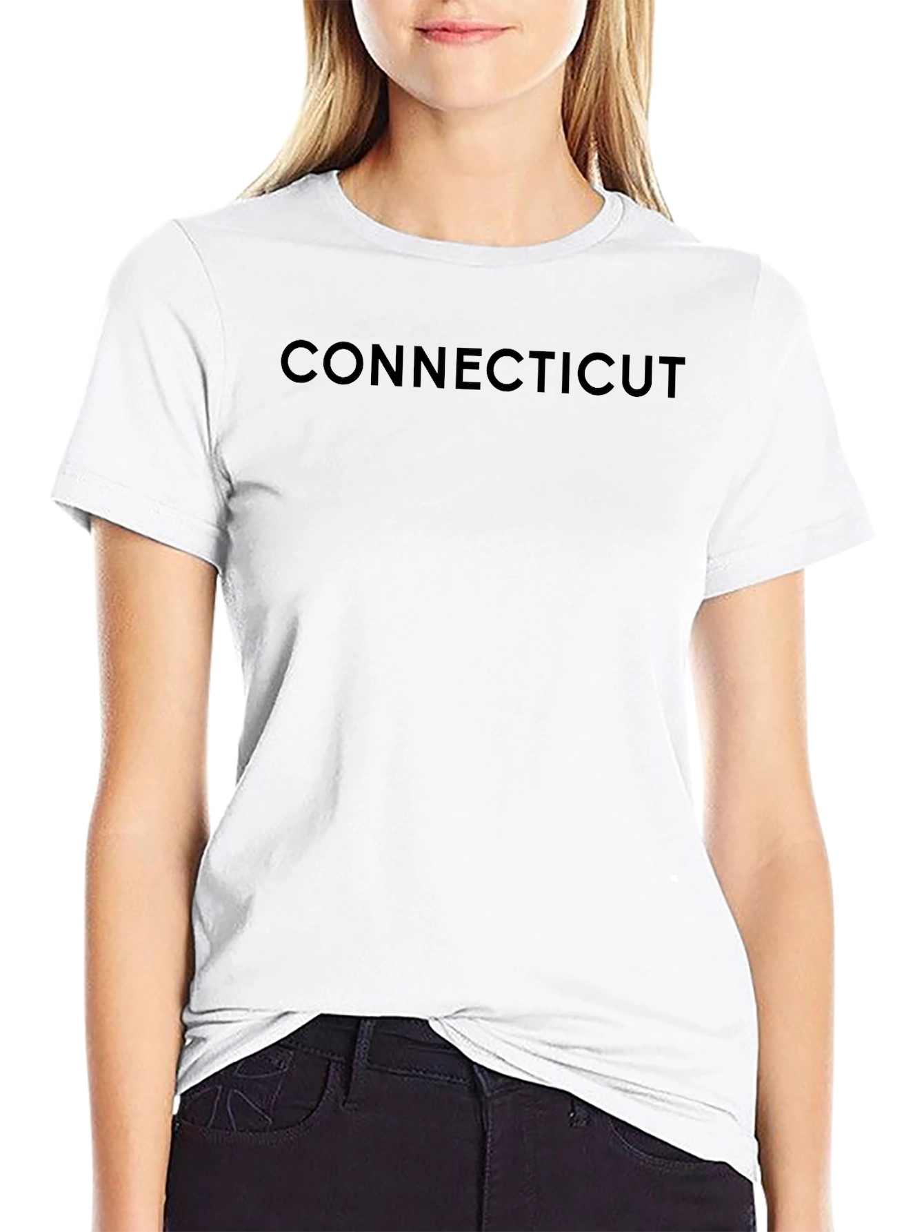 Connecticut Text Black T-Shirt
