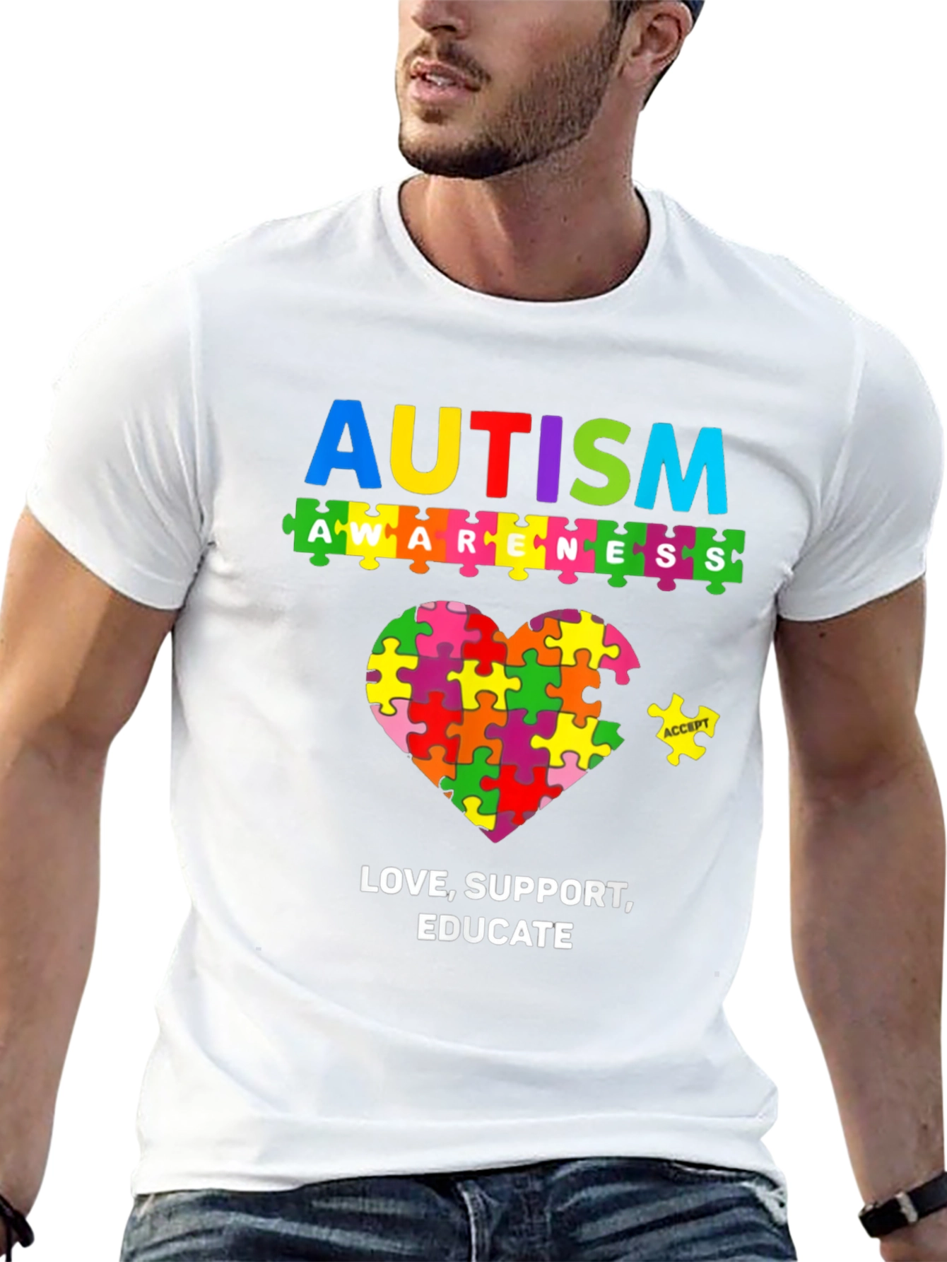 Autism Awareness Puzzle Piece Graphic T-Shirt