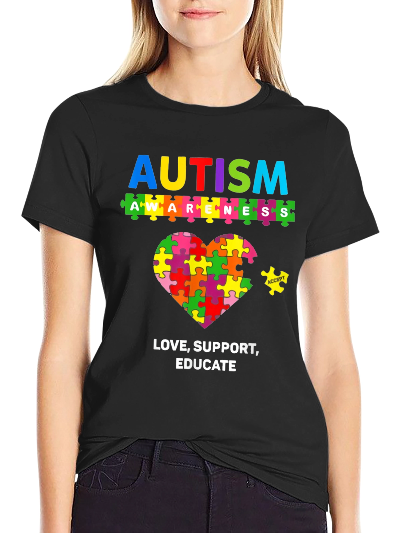 Autism Awareness Puzzle Piece Graphic T-Shirt