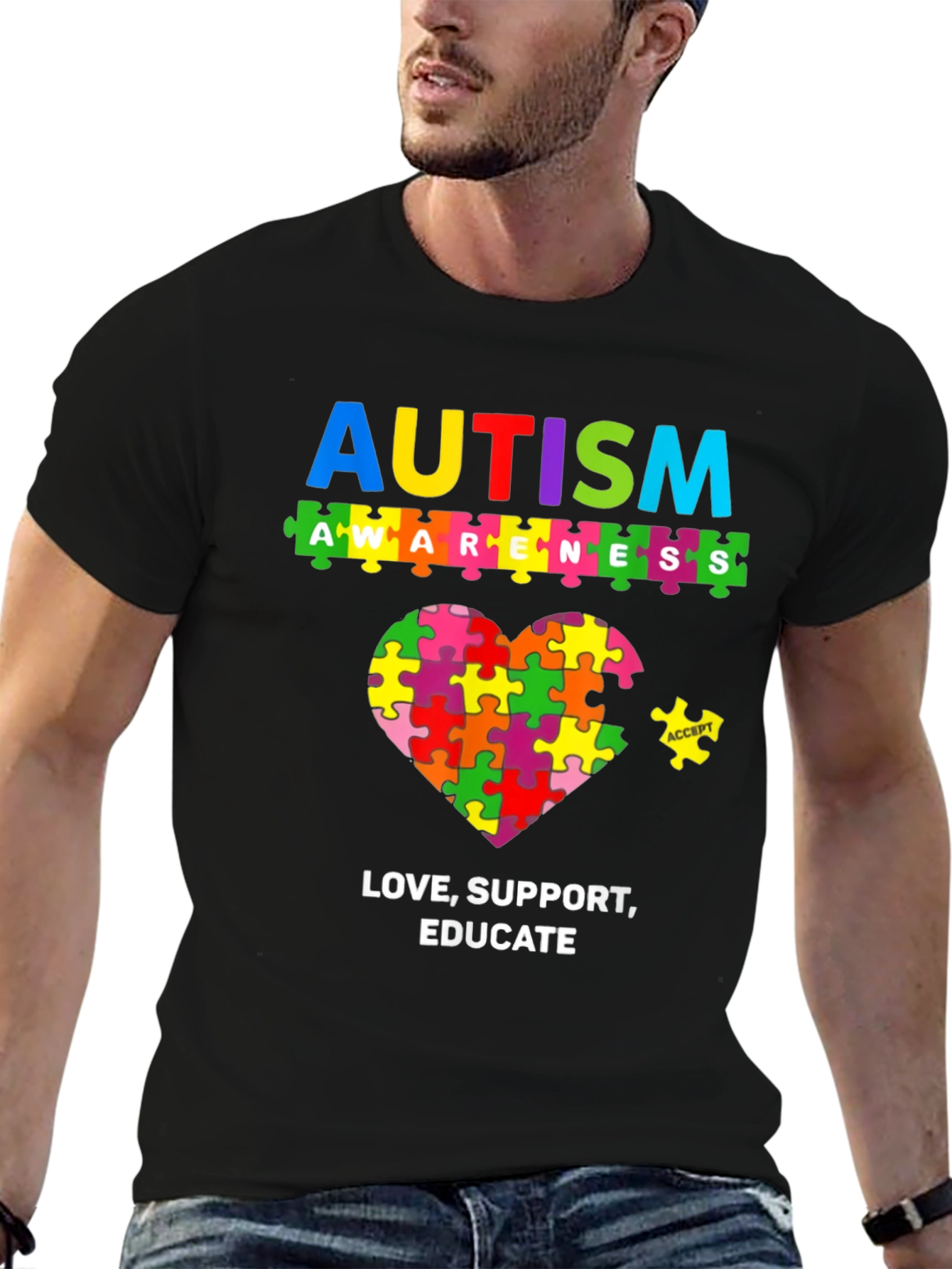 Autism Awareness Puzzle Piece Graphic T-Shirt