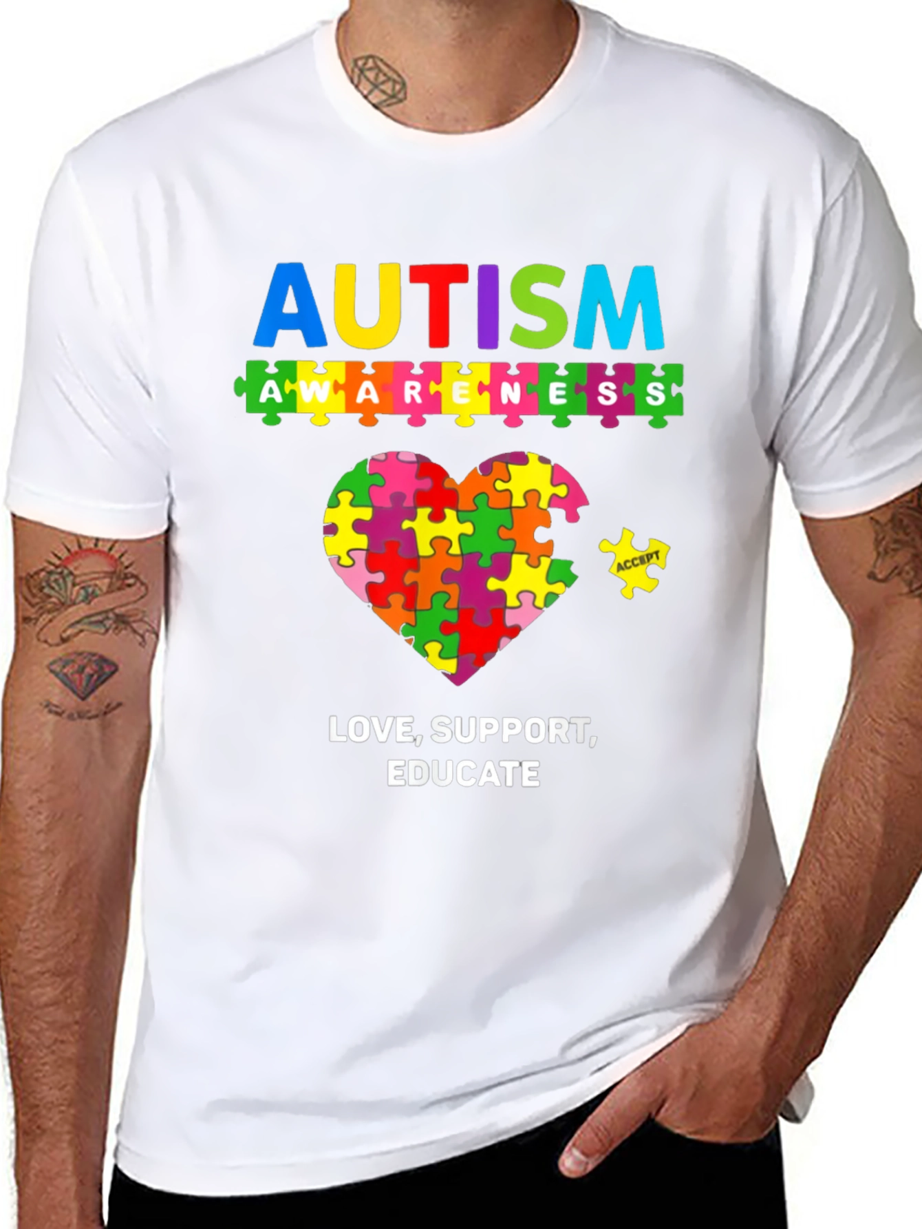 Autism Awareness Puzzle Piece Graphic T-Shirt