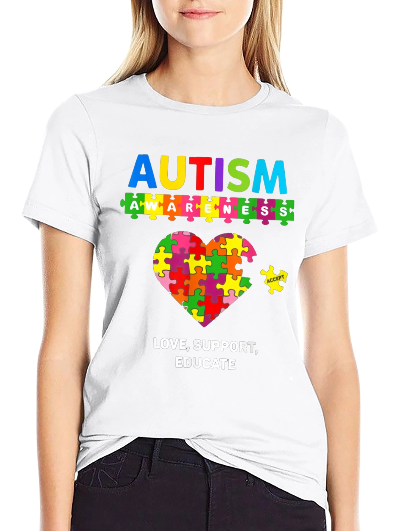 Autism Awareness Puzzle Piece Graphic T-Shirt